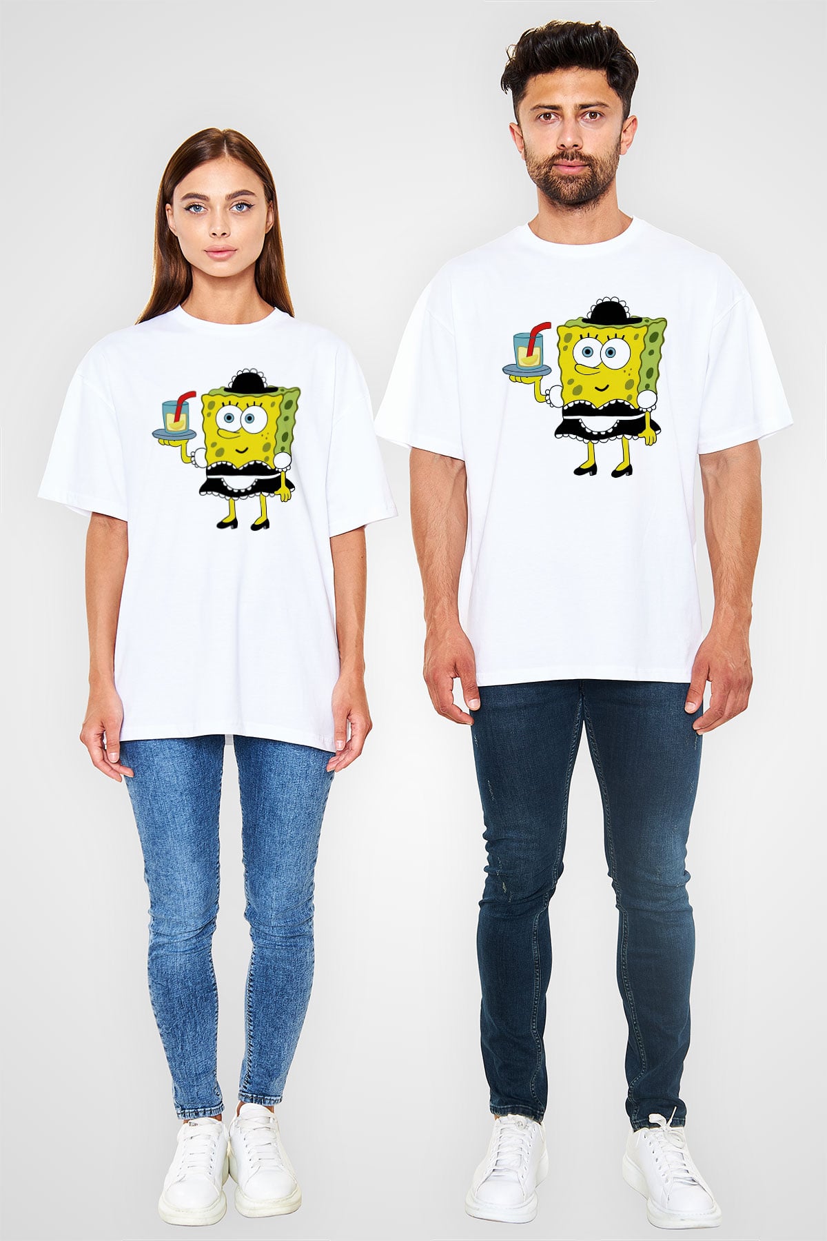 Garson Beyaz Oversize Tişört Oversize T-shirt - TişörtFabrikası