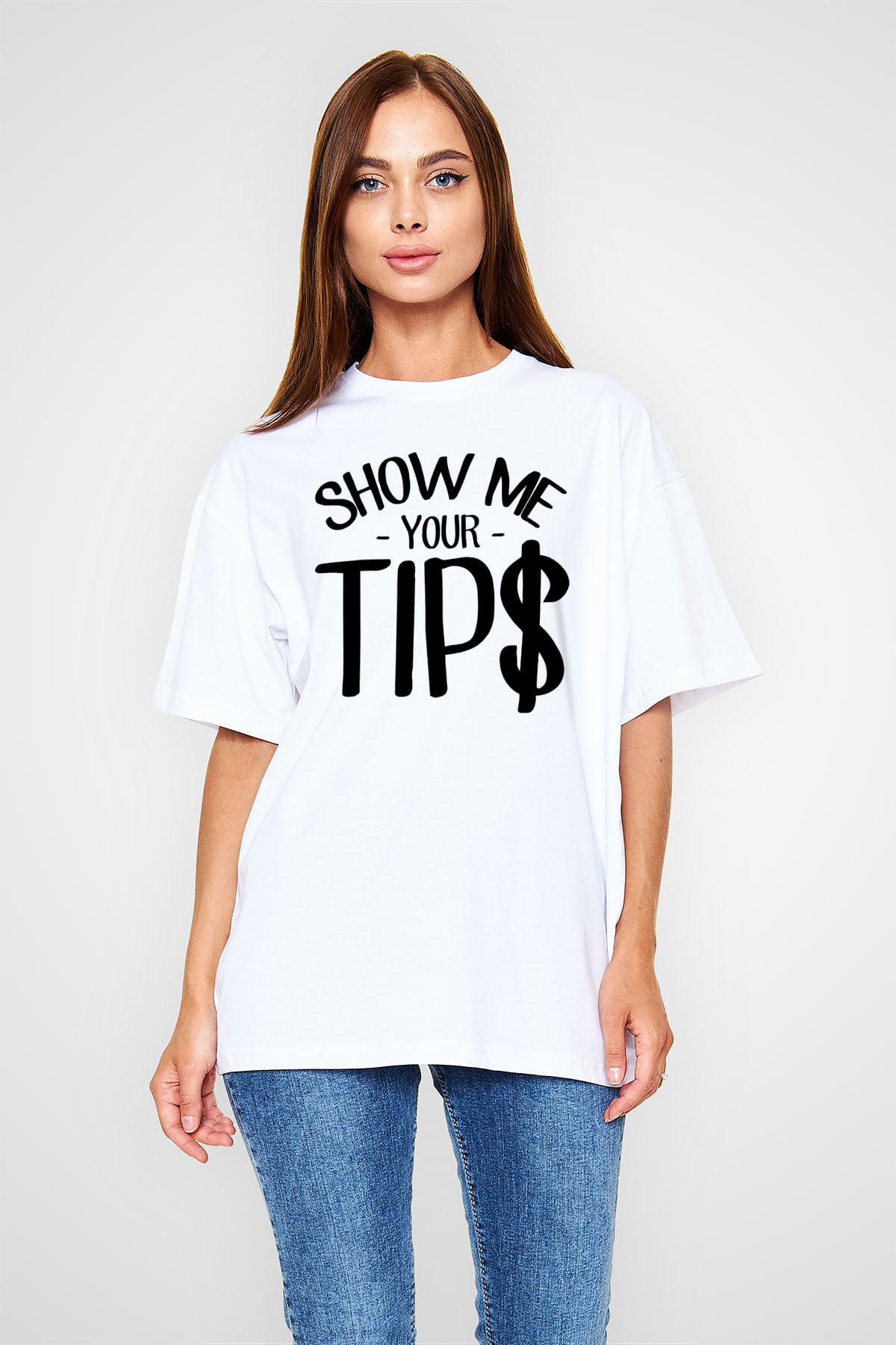 Garson Beyaz Oversize Tişört Oversize T-shirt - TişörtFabrikası