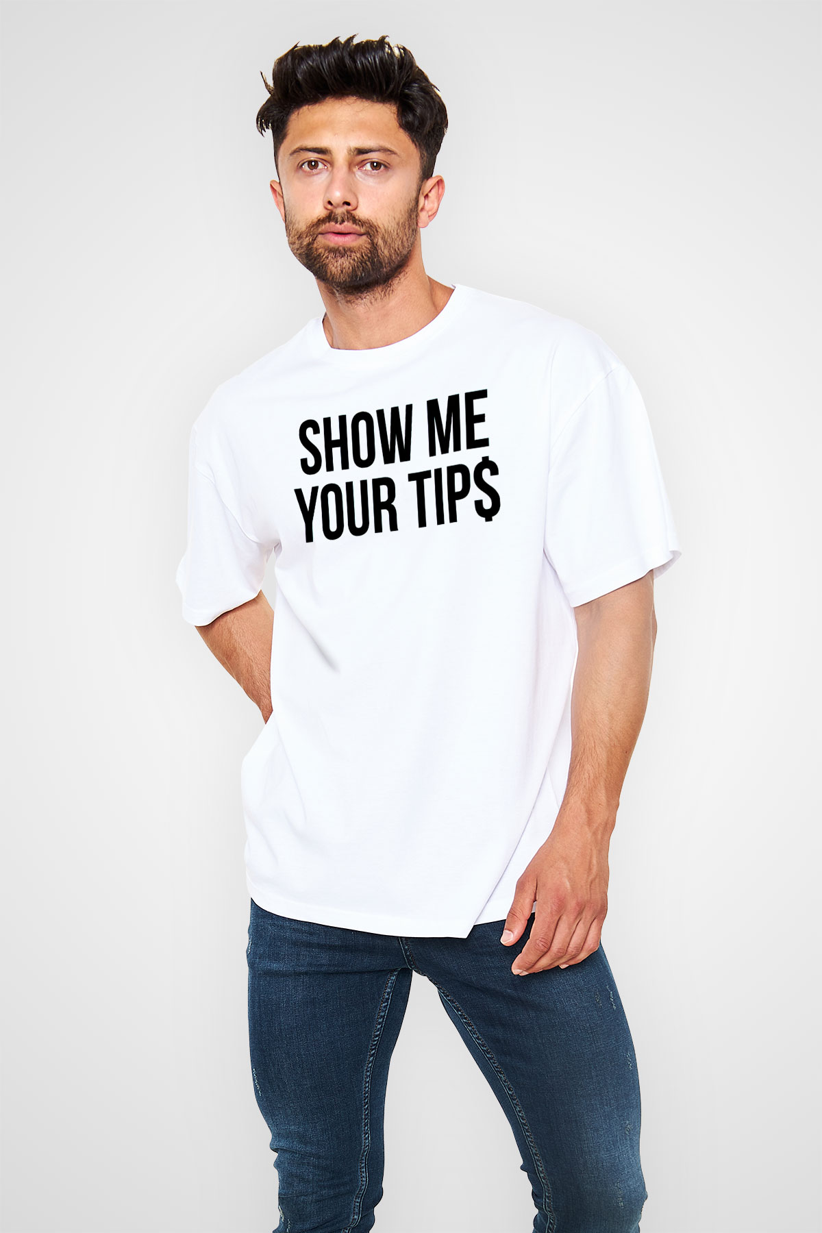 Garson Beyaz Oversize Tişört Oversize T-shirt - TişörtFabrikası