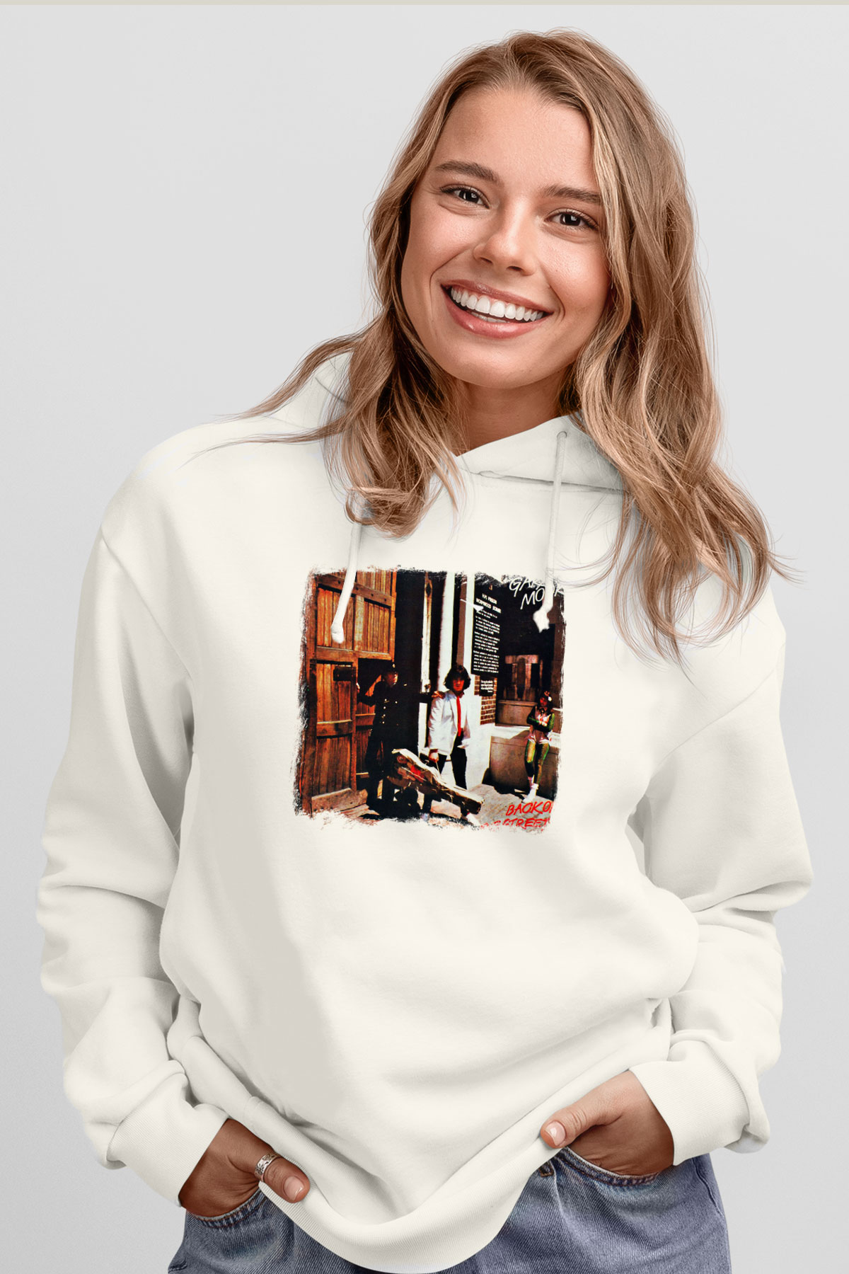 Gary Moore Baskılı Unisex Beyaz Hoodie