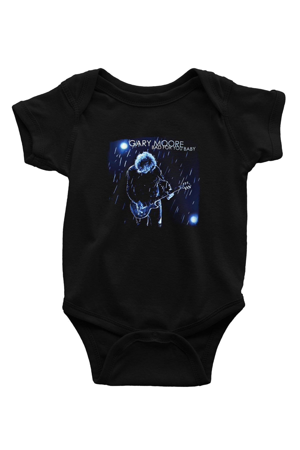 Gary Moore Baskılı Unisex Siyah Bebek Body - Zıbın