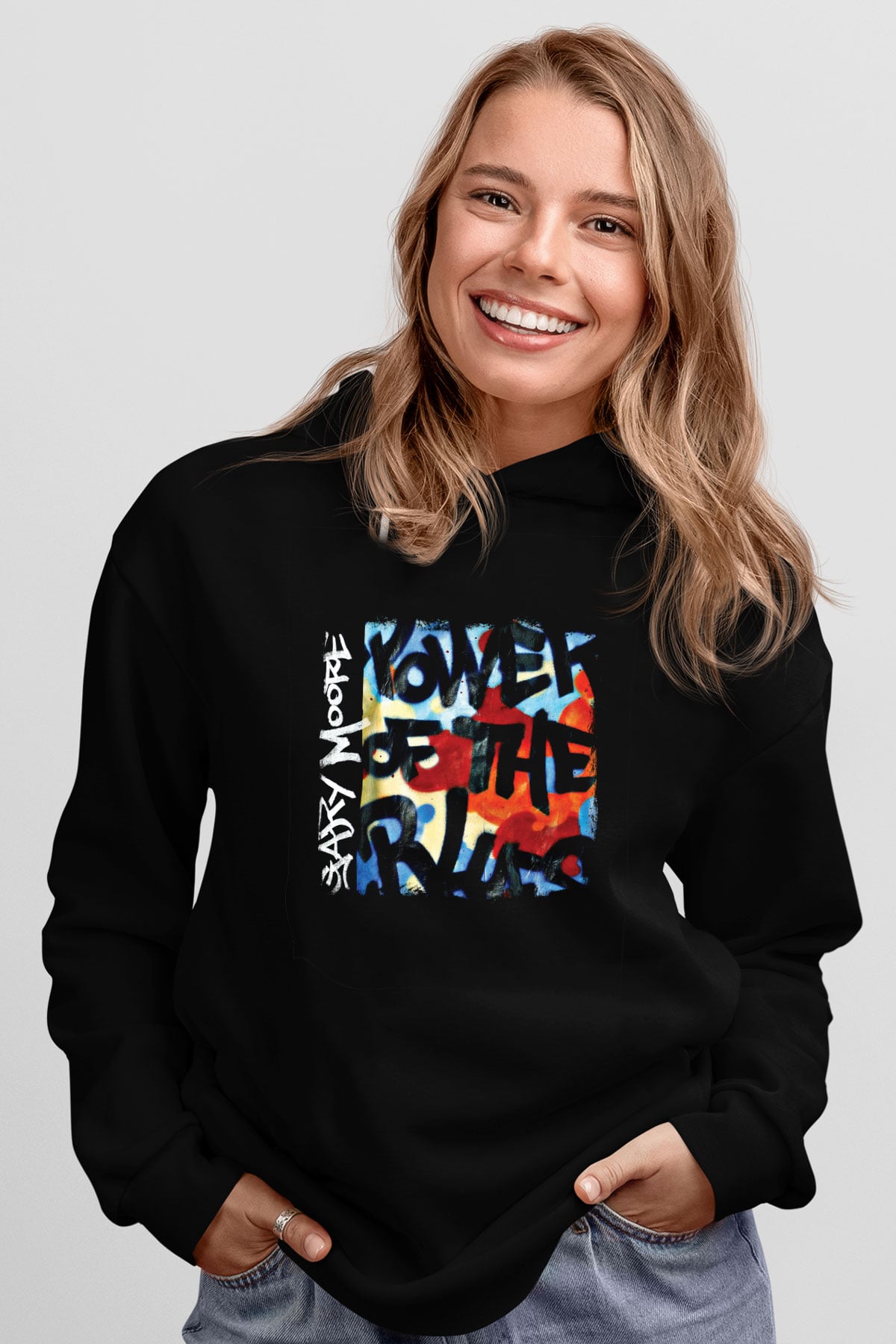 Gary Moore Baskılı Unisex Siyah Hoodie