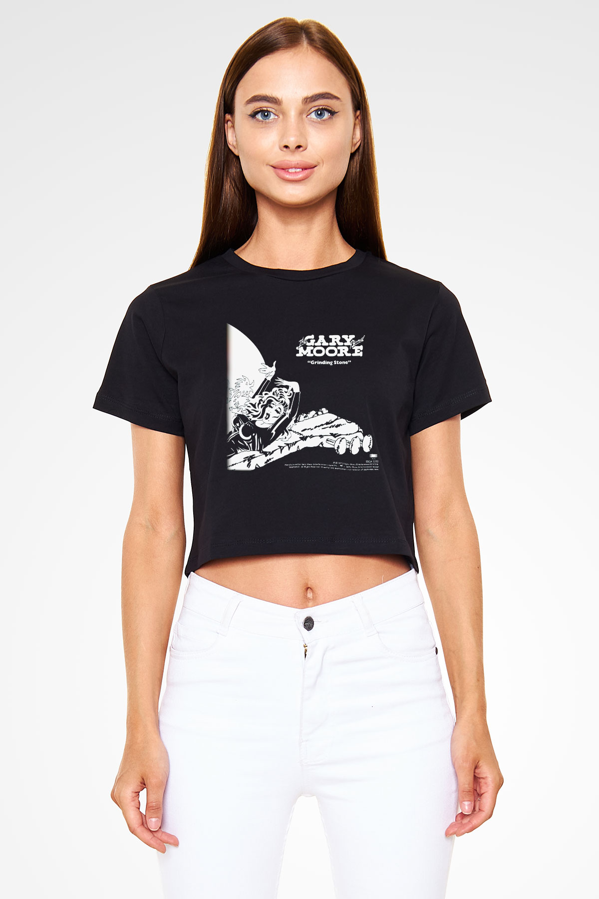 Gary Moore Siyah Crop Top Tişört