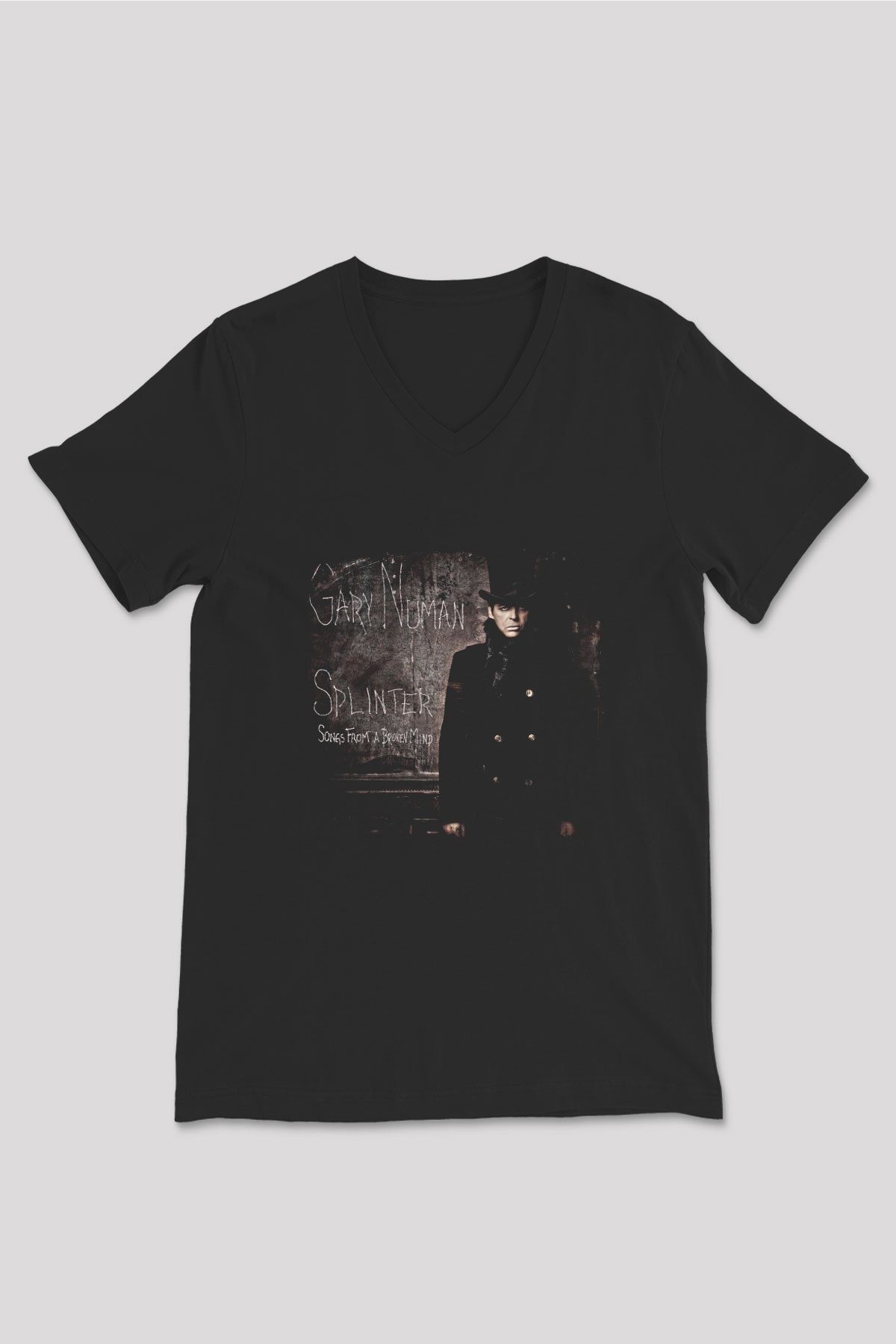 Gary Numan Baskılı Unisex Siyah V Yaka Tişört