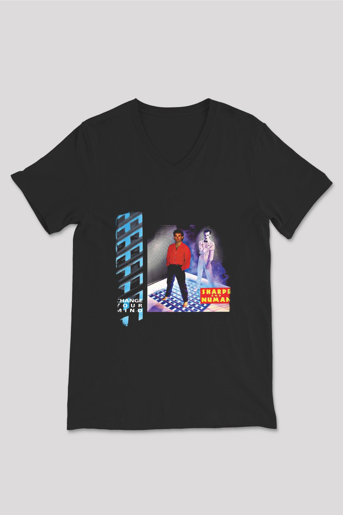 Gary Numan Baskılı Unisex Siyah V Yaka Tişört