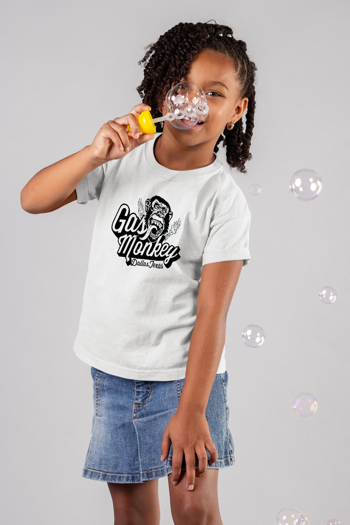 Gas Monkey Garage Baskılı Beyaz Unisex Çocuk Tişört
