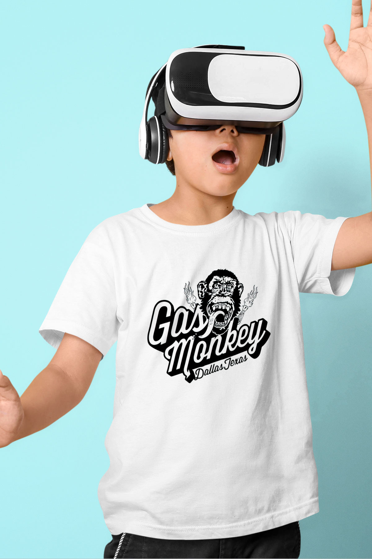 Gas Monkey Garage Baskılı Beyaz Unisex Çocuk Tişört