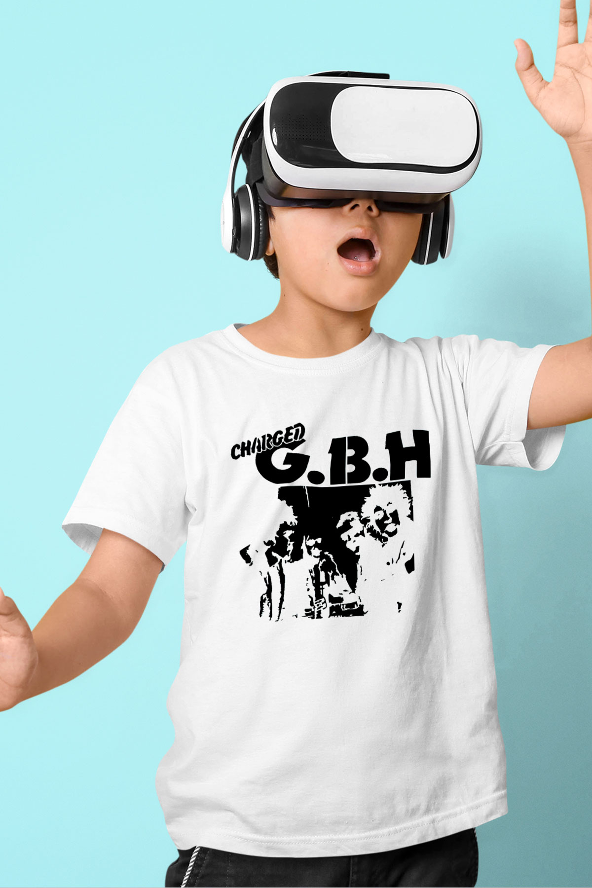 GBH Baskılı Beyaz Unisex Çocuk Tişört
