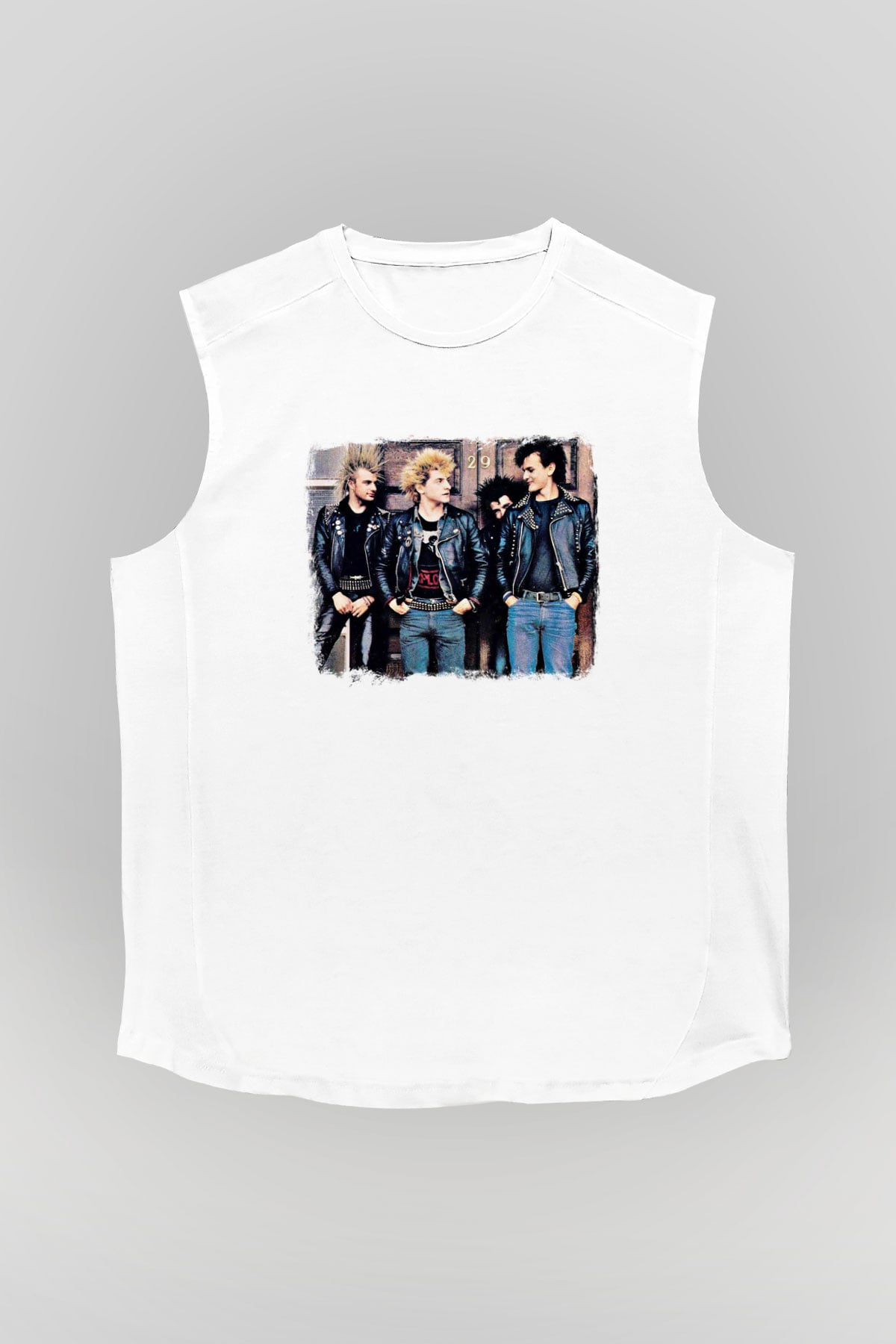 GBH Baskılı Unisex Beyaz Kolsuz Tişört
