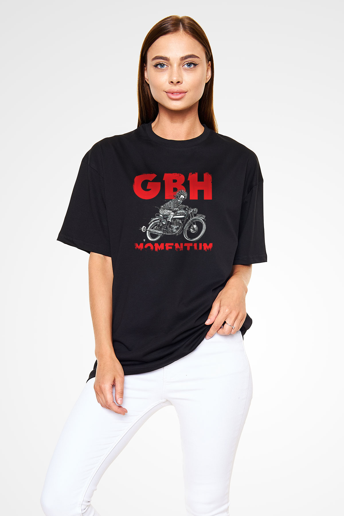 GBH Baskılı Unisex Siyah Oversize Tişört