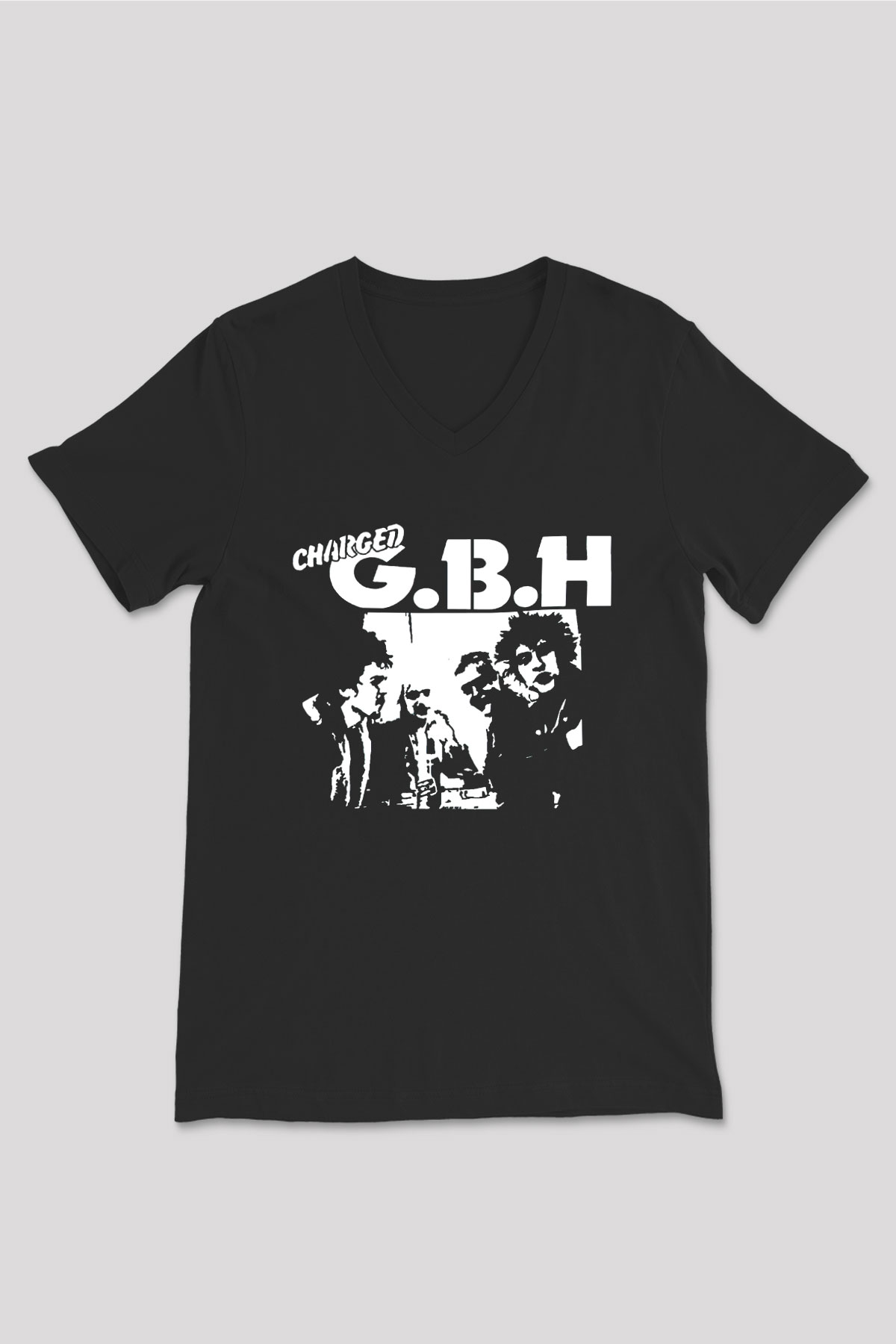 GBH Siyah Unisex V Yaka Tişört T-Shirt