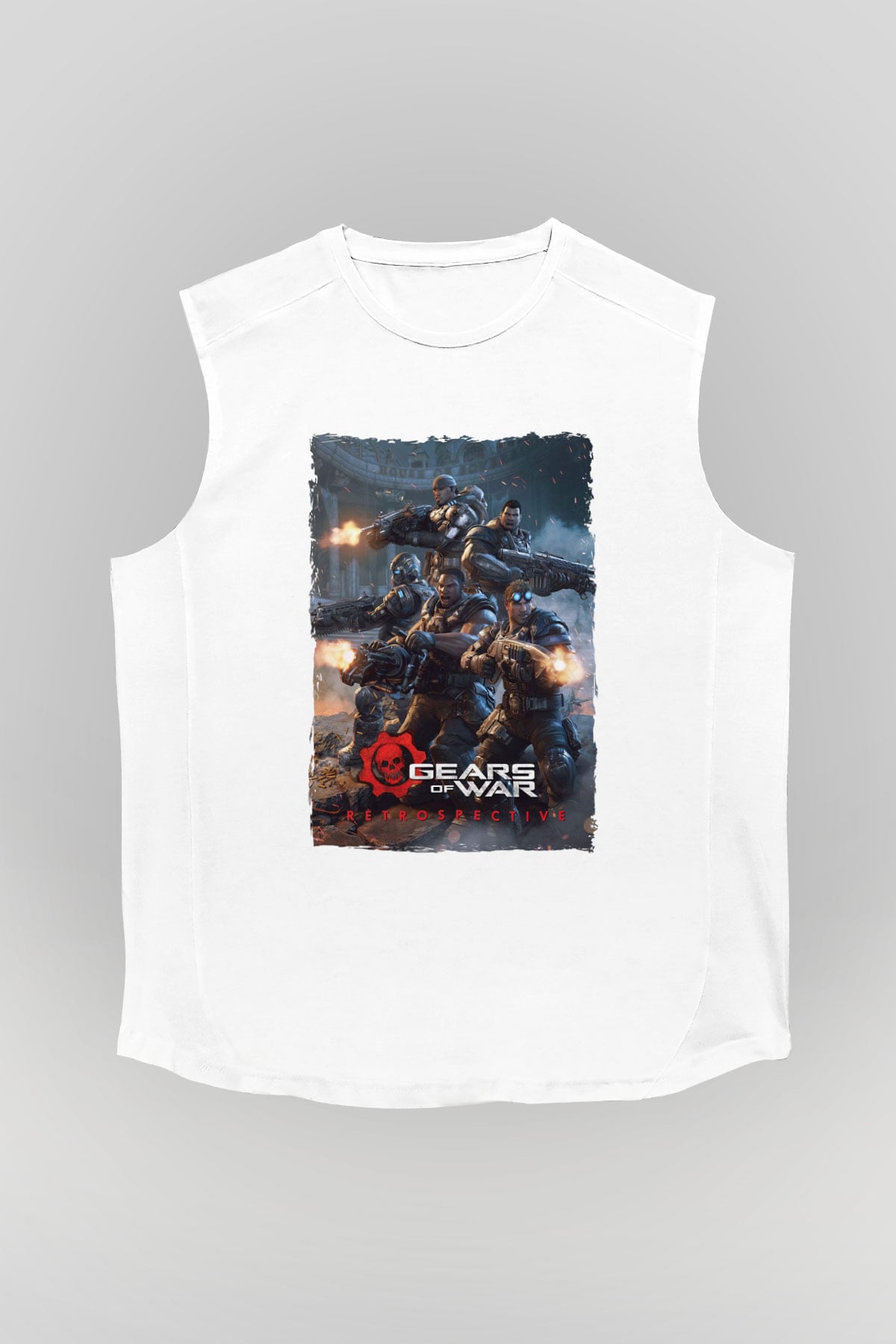 Gears of War Beyaz Unisex Kolsuz Tişört