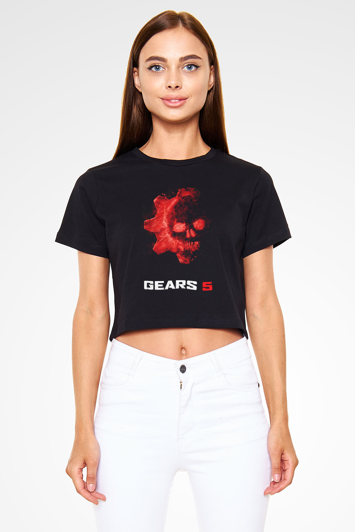 Gears of War Siyah  Crop Top Tişört