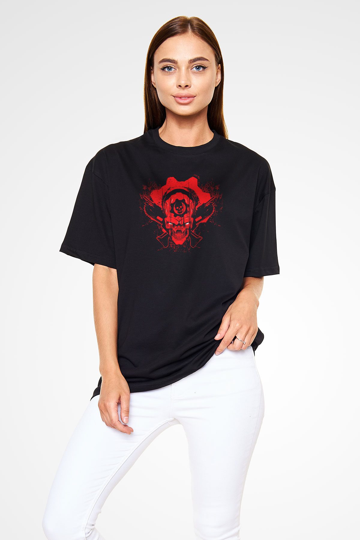 Gears of War Siyah Unisex Oversize Tişört T-Shirt