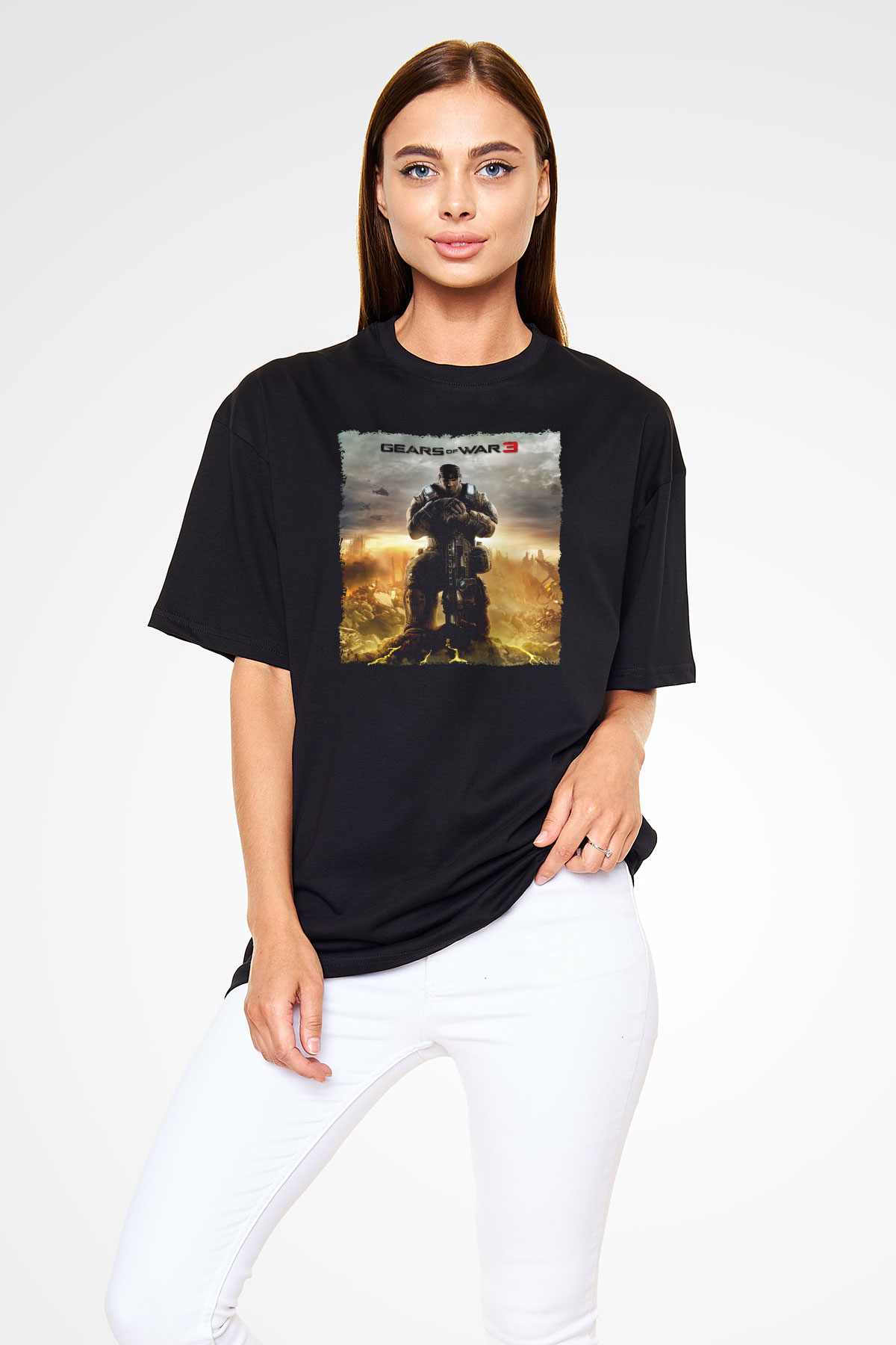 Gears of War Siyah Oversize Tişört Oversize T-shirt