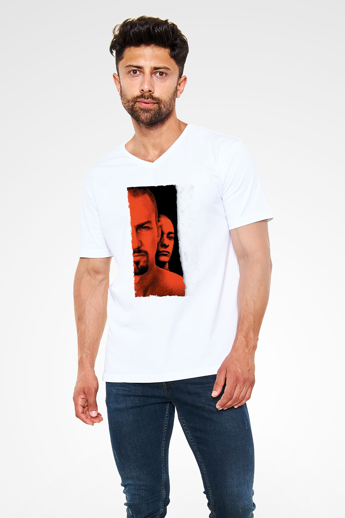 Geçmişin Gölgesinde - American History X Baskılı Beyaz V Yaka Tişört