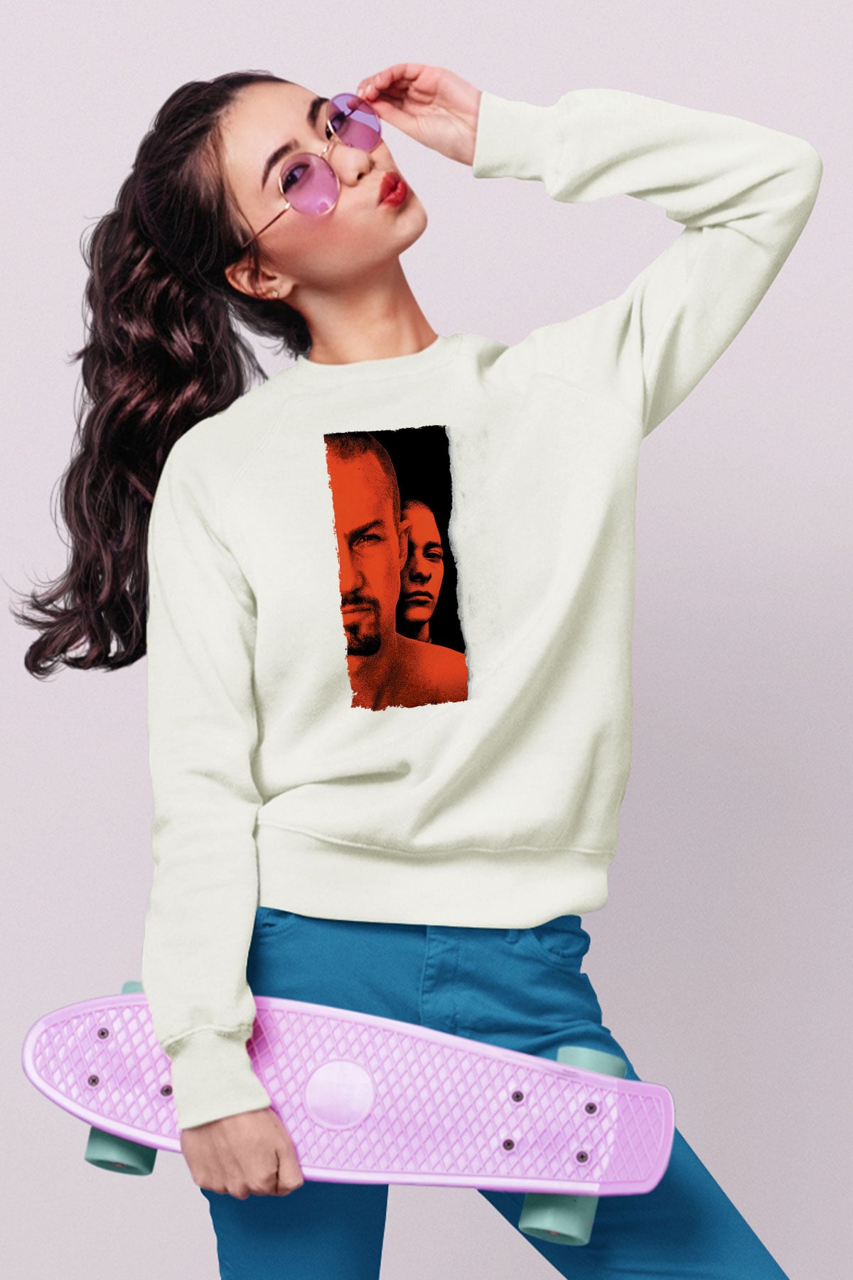 Geçmişin Gölgesinde - American History X Baskılı Beyaz Sweatshirt