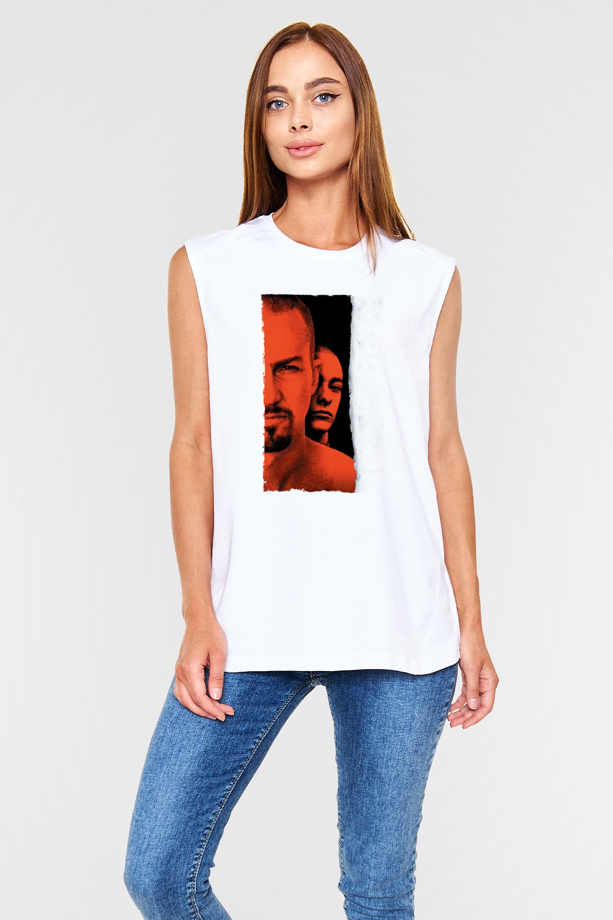 Geçmişin Gölgesinde - American History X Baskılı Beyaz Kolsuz Tişört