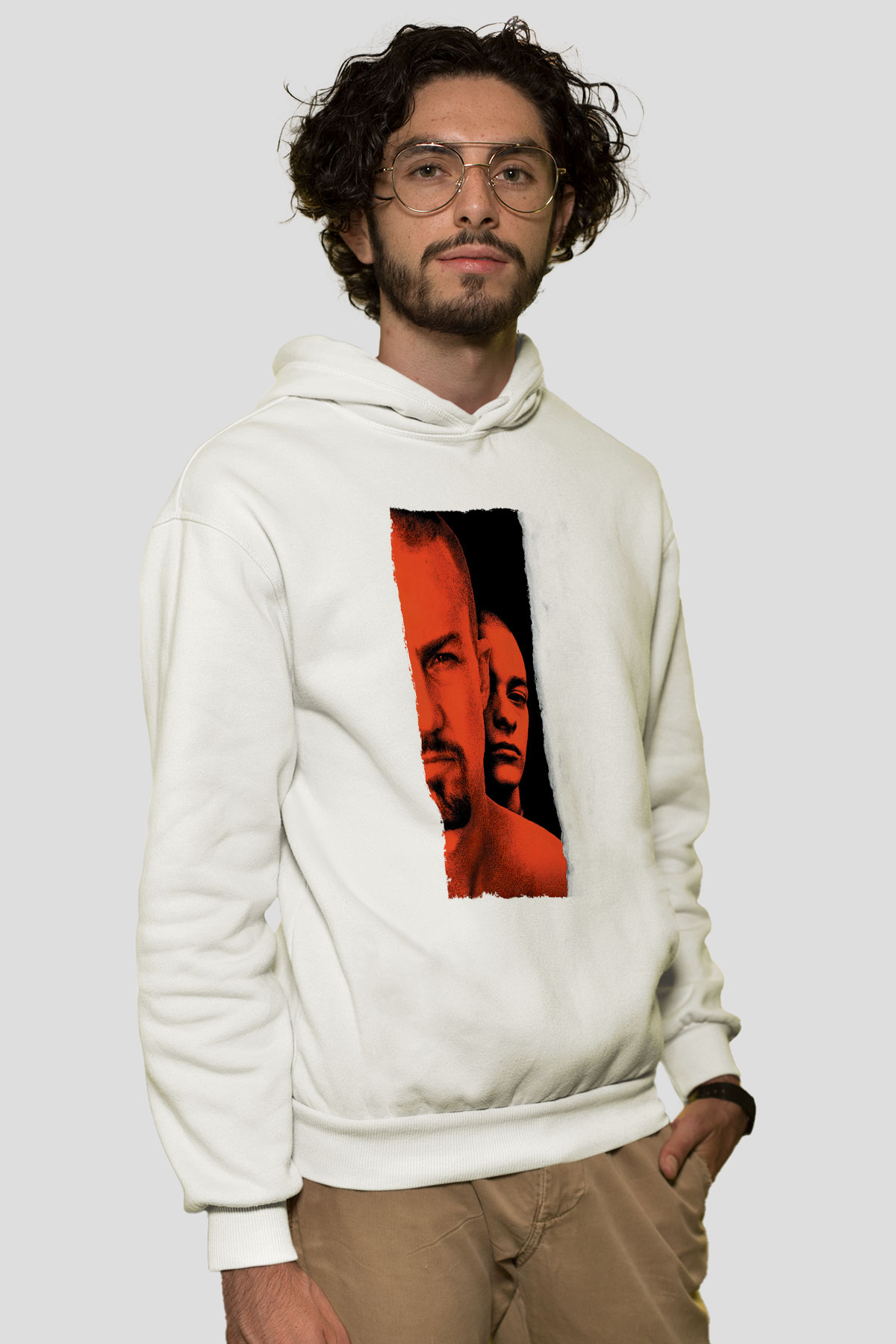 Geçmişin Gölgesinde - American History X Baskılı Beyaz Kapüşonlu Sweatshirt