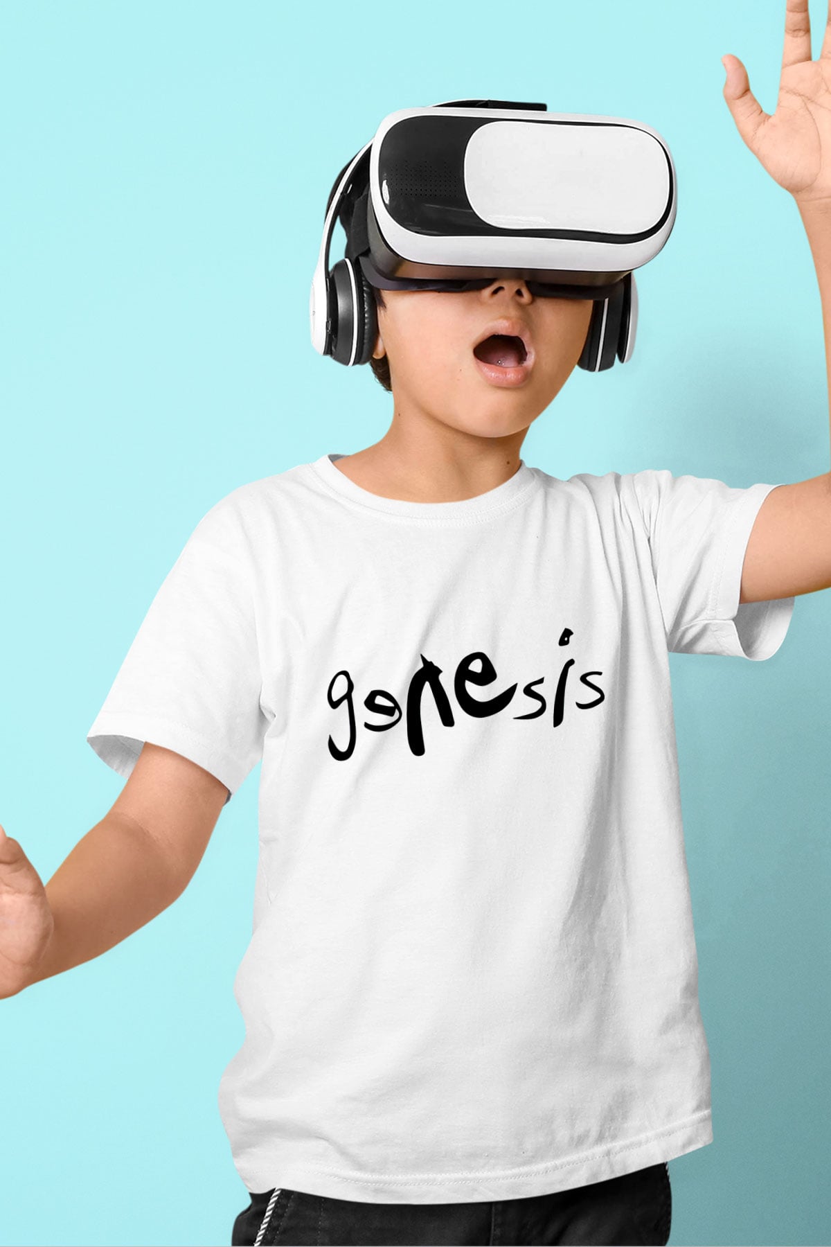 Genesis Baskılı Beyaz Unisex Çocuk Tişört