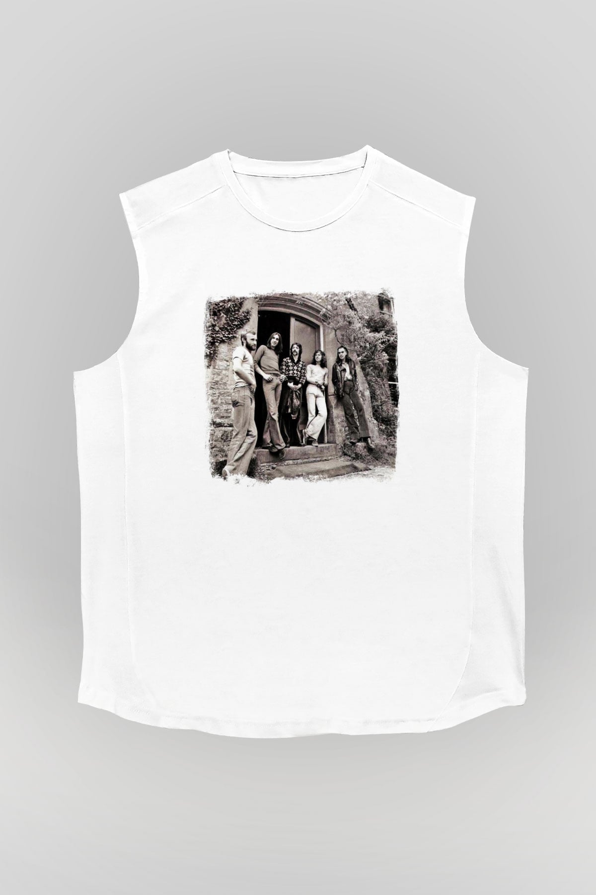 Genesis Baskılı Unisex Beyaz Kolsuz Tişört