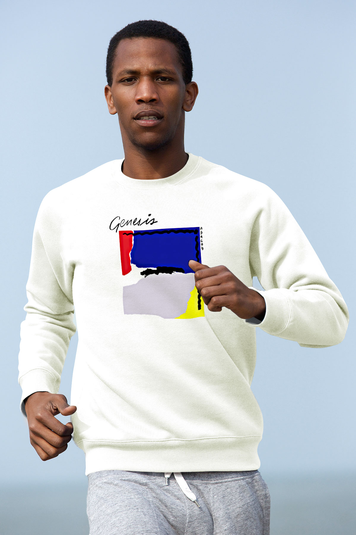 Genesis Baskılı Unisex Beyaz Sweatshirt