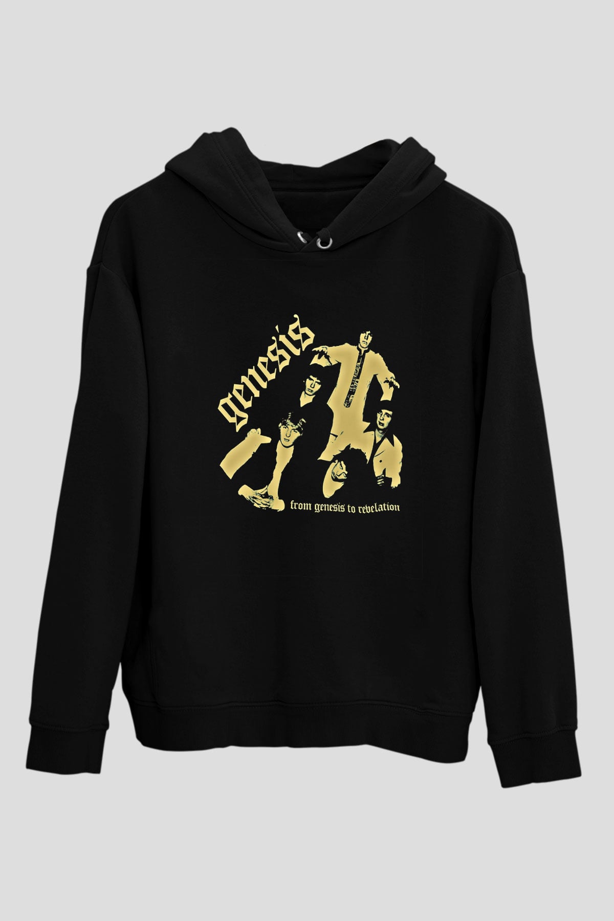 Genesis Baskılı Unisex Siyah Hoodie