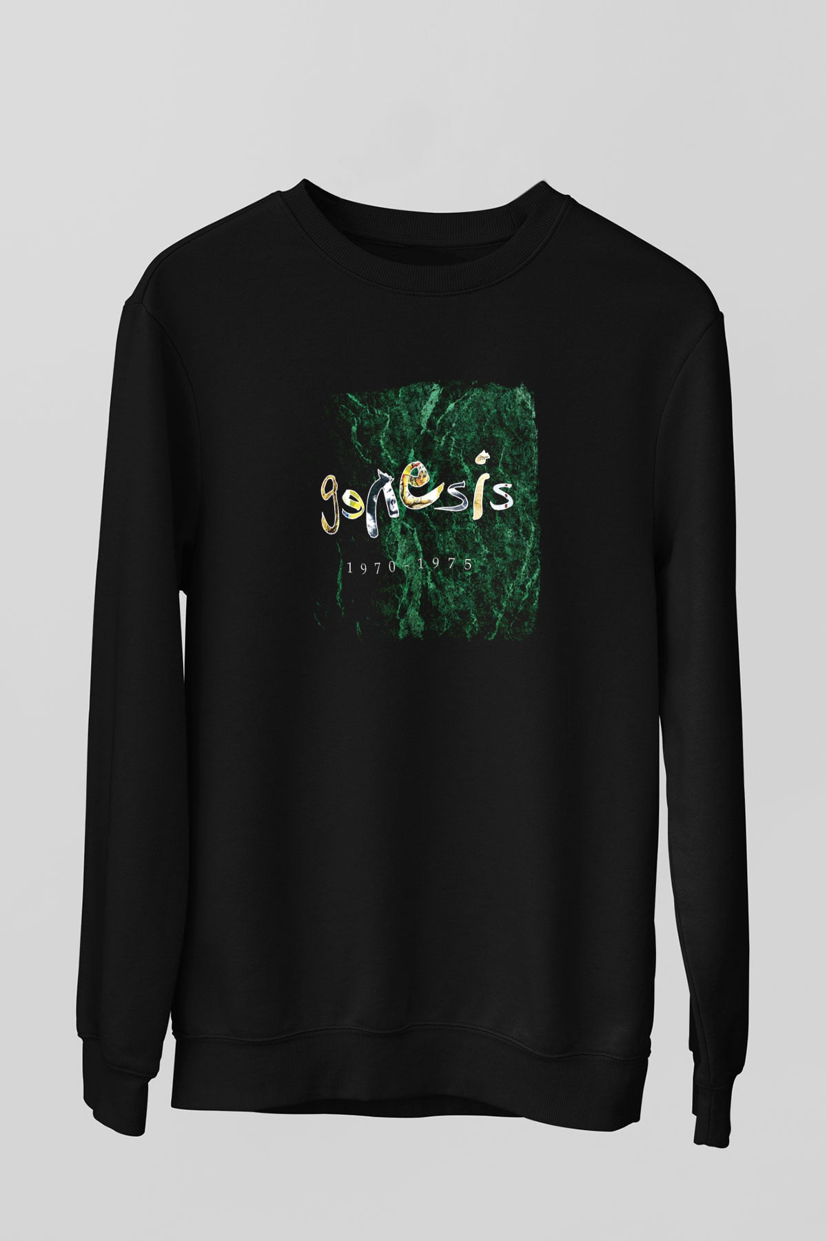 Genesis Baskılı Unisex Siyah Sweatshirt