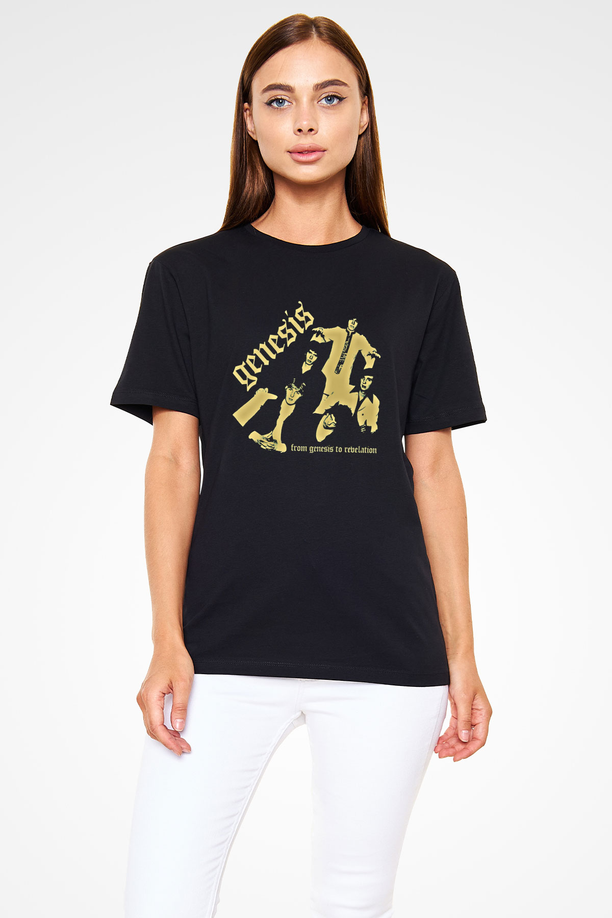 Genesis Baskılı Unisex Siyah Tişört