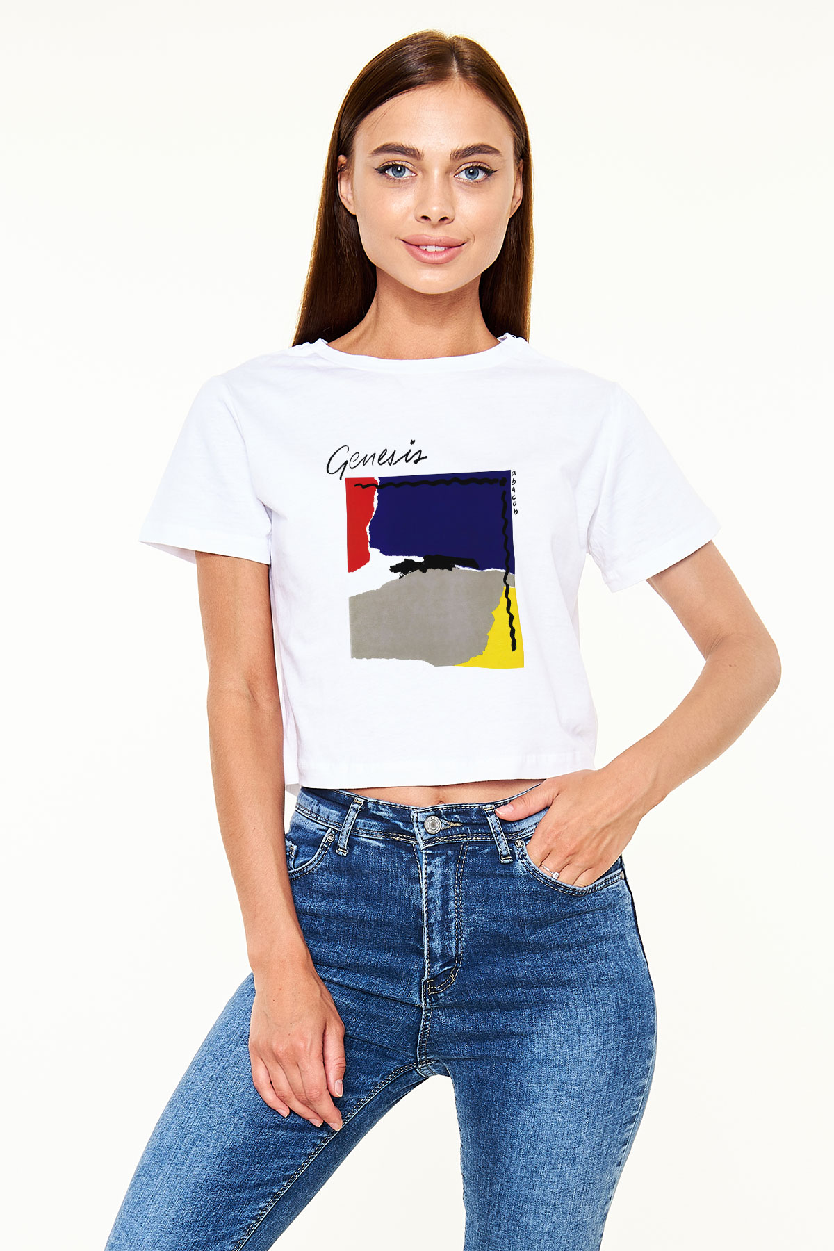 Genesis Beyaz Croptop Tişört