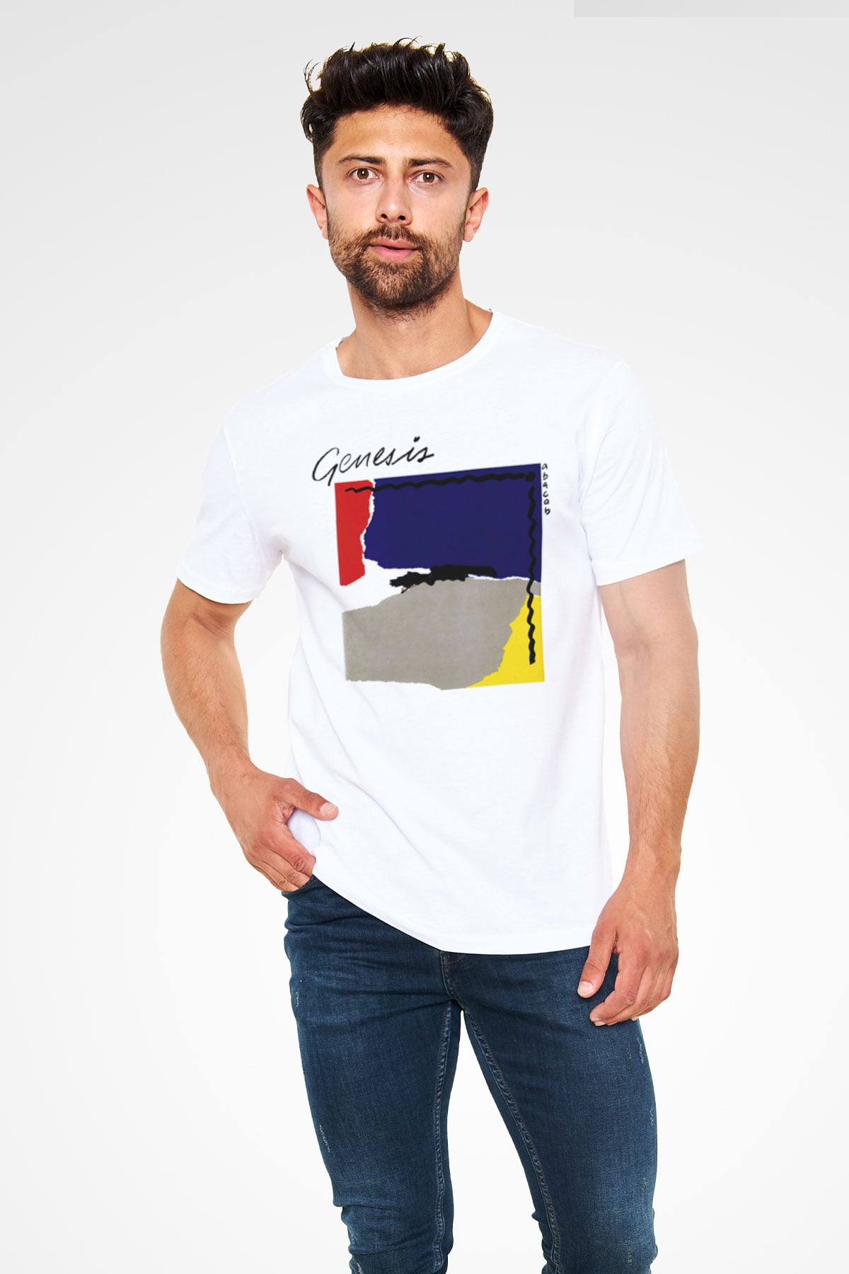 Genesis Beyaz Unisex Tişört T-Shirt - TişörtFabrikası
