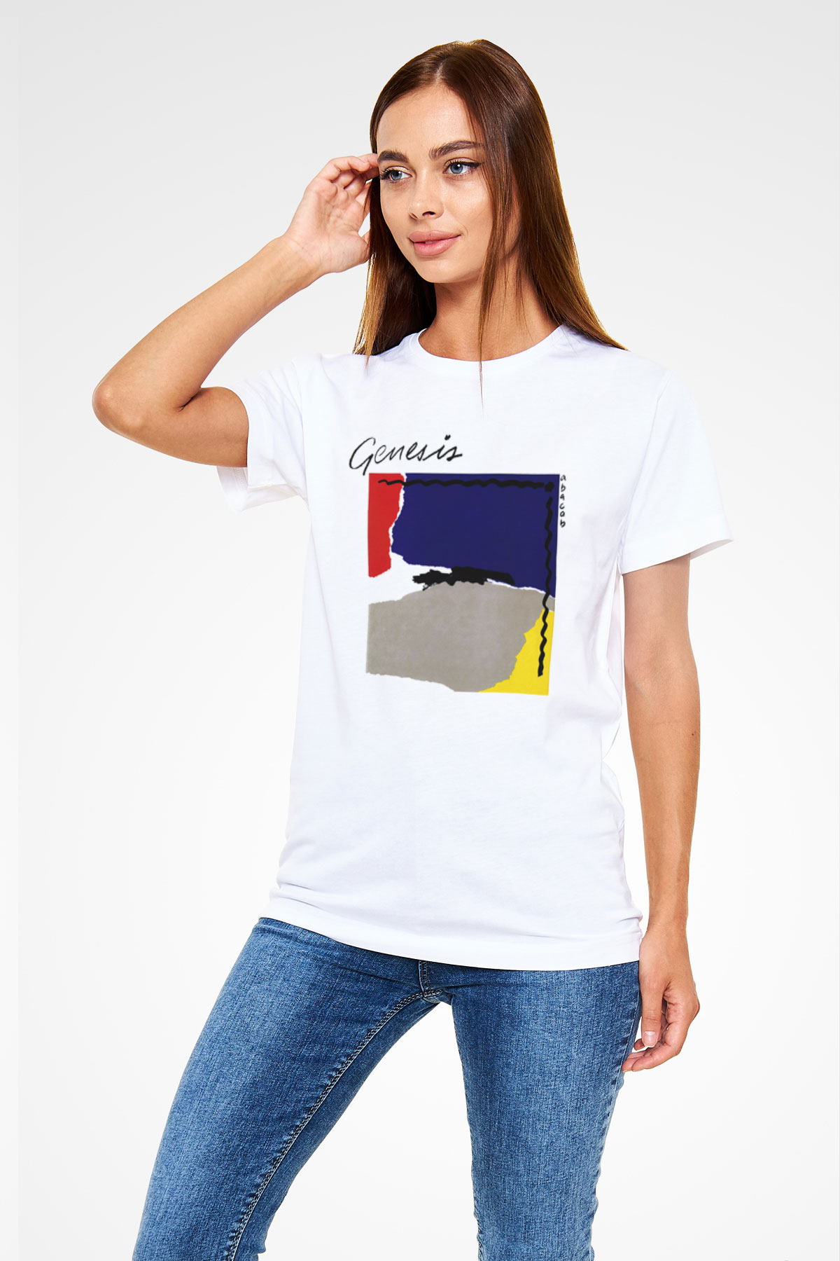 Genesis Beyaz Unisex Tişört T-Shirt - TişörtFabrikası