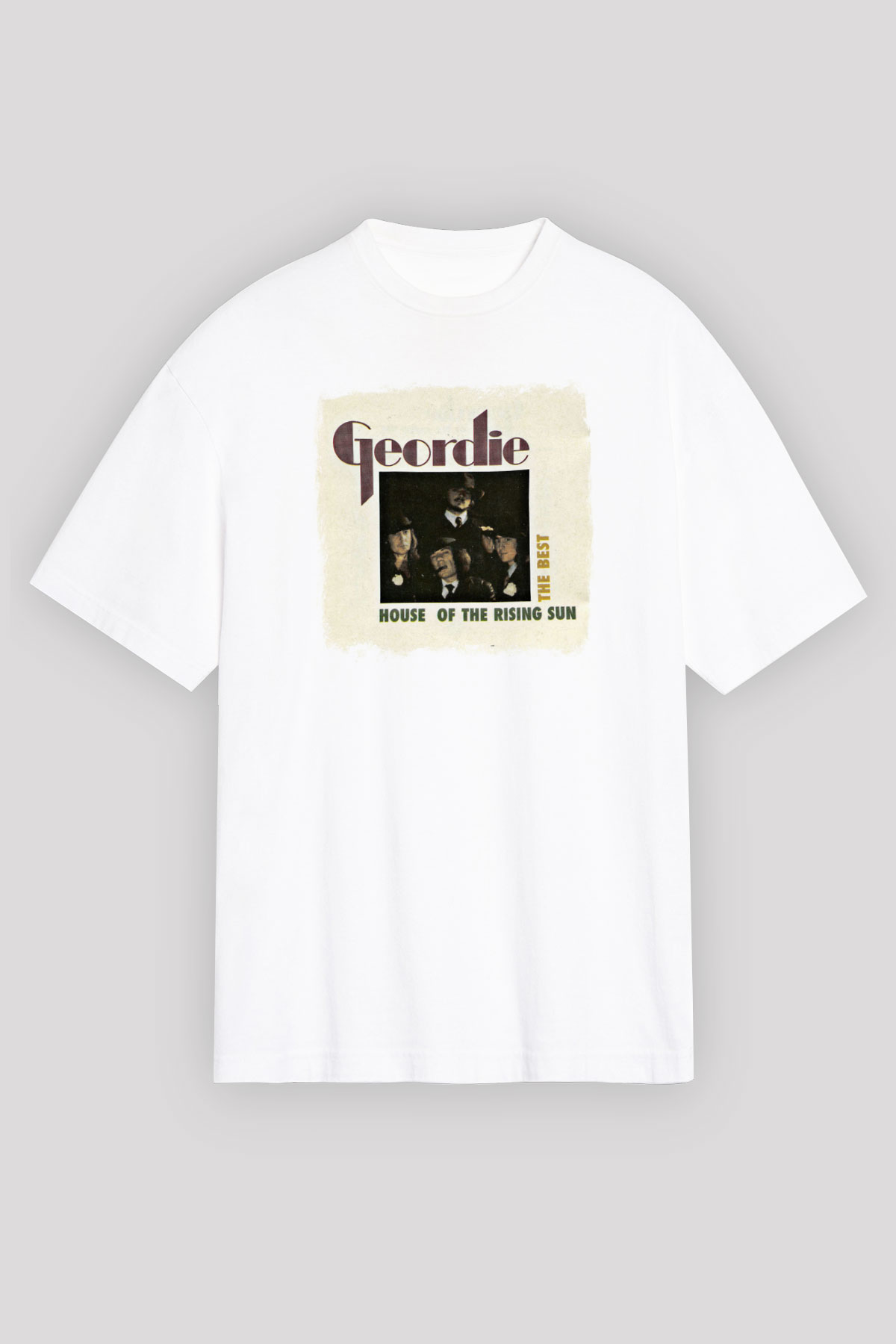 Geordie Baskılı Unisex Beyaz Oversize Tişört