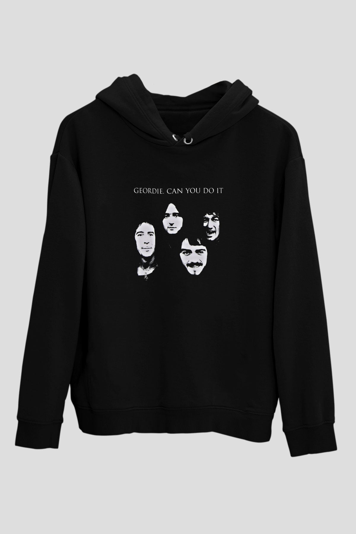 Geordie Baskılı Unisex Siyah Hoodie