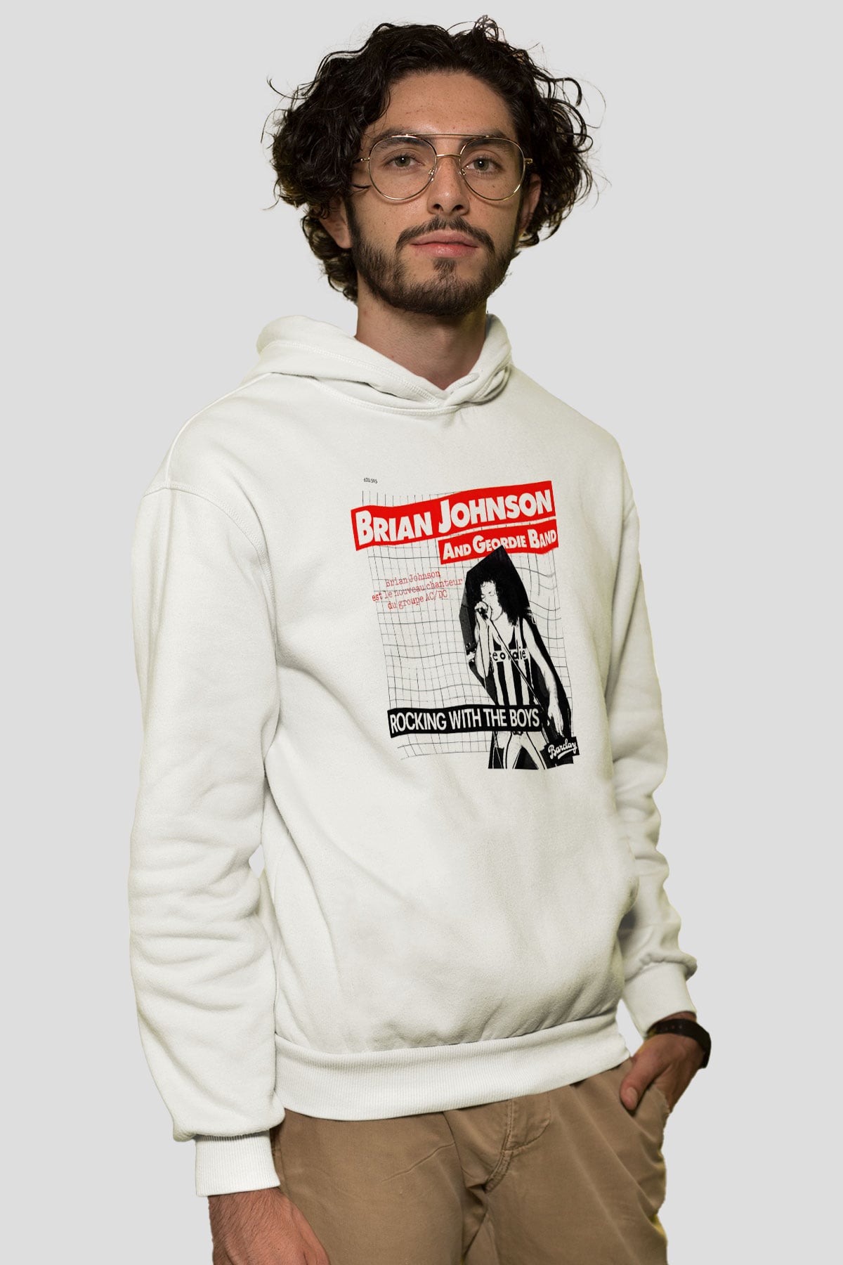 Geordie Beyaz Unisex Kapşonlu Sweatshirt