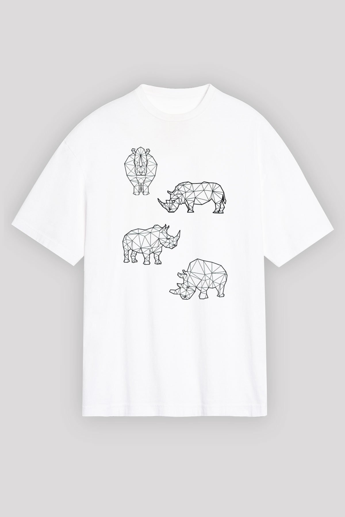 Gergedan Beyaz Oversize Tişört Oversize T-shirt - TişörtFabrikası