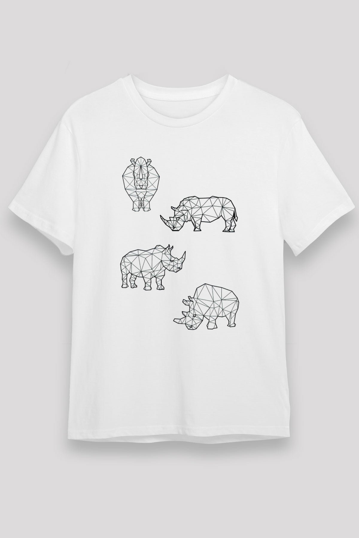 Gergedan Beyaz Unisex Tişört T-Shirt - TişörtFabrikası