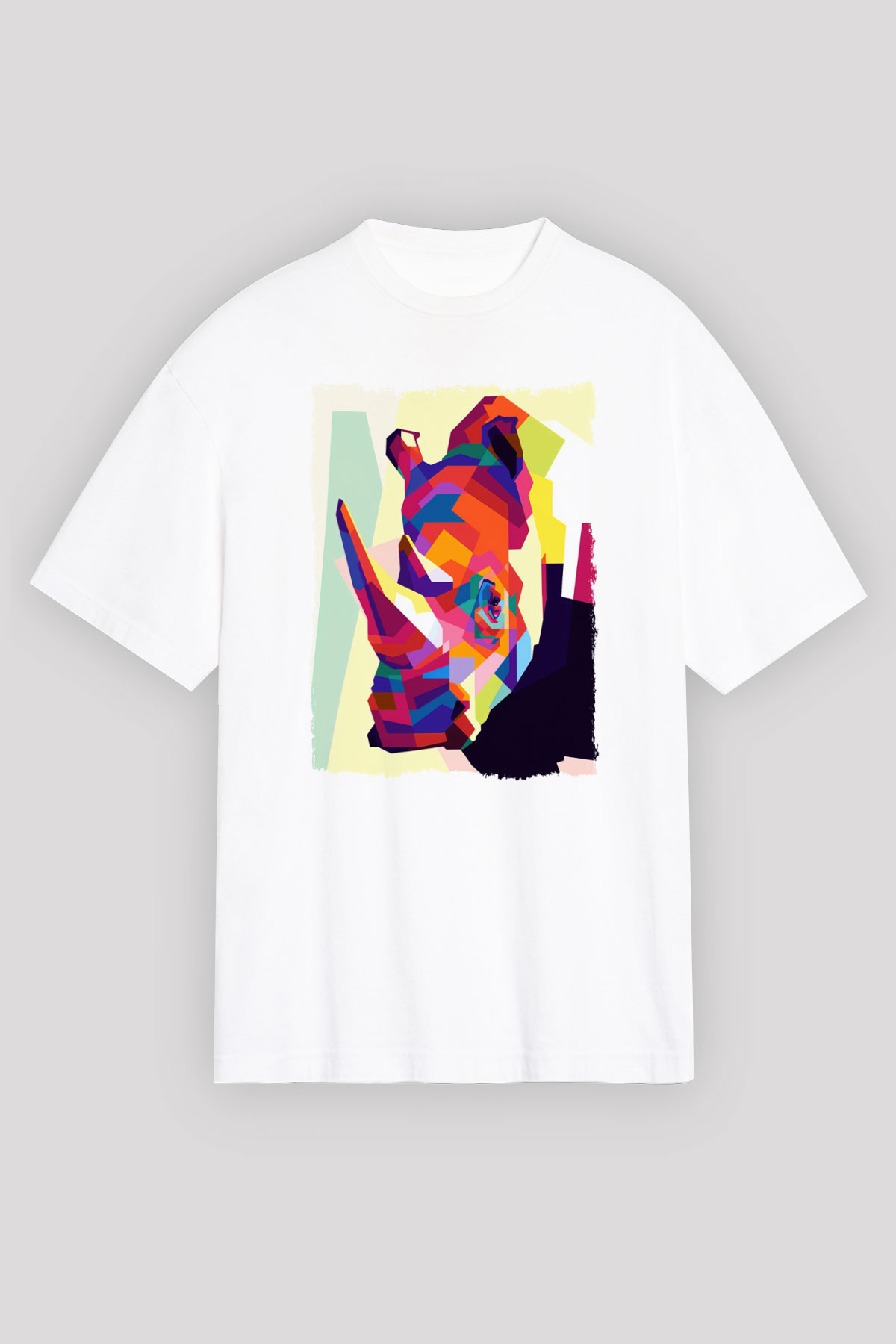 Gergedan Beyaz Oversize Tişört Oversize T-shirt - TişörtFabrikası