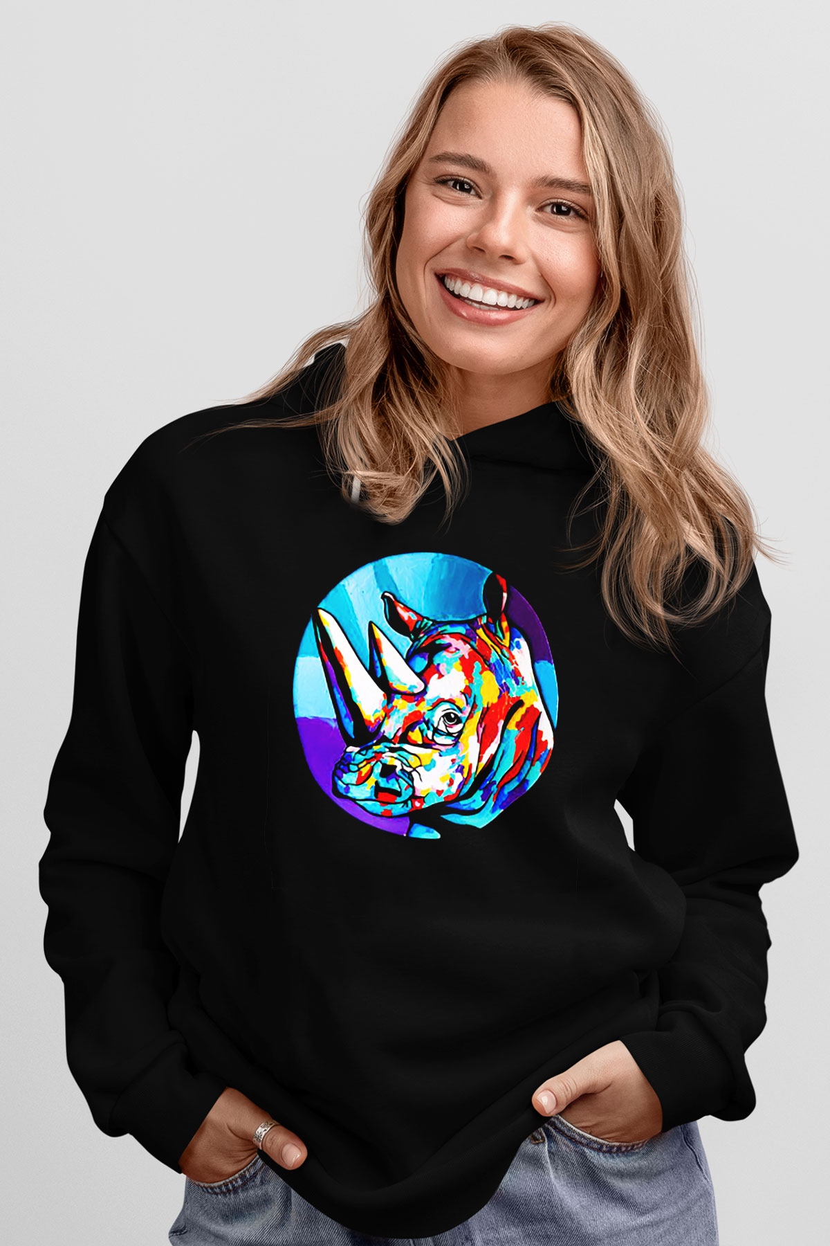 Gergedan Siyah Unisex Hoodie