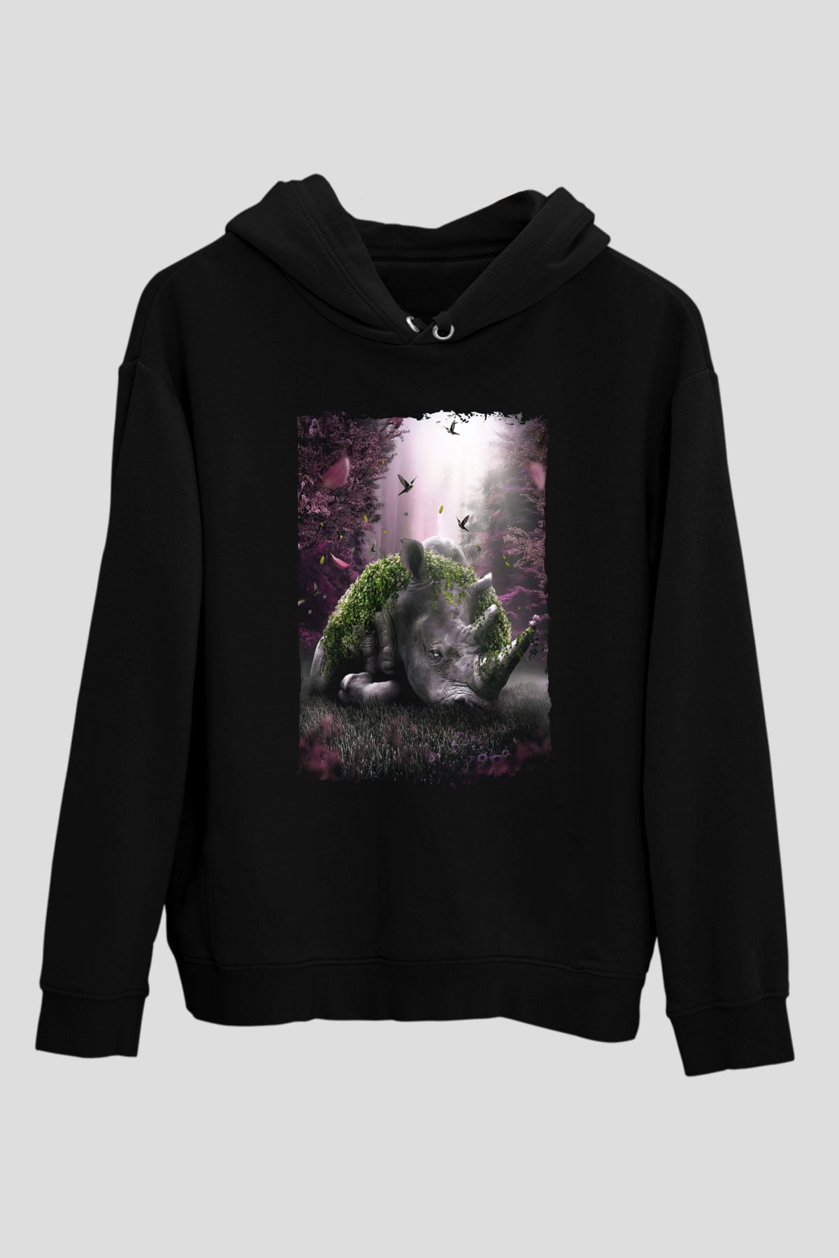Gergedan Siyah Unisex Hoodie