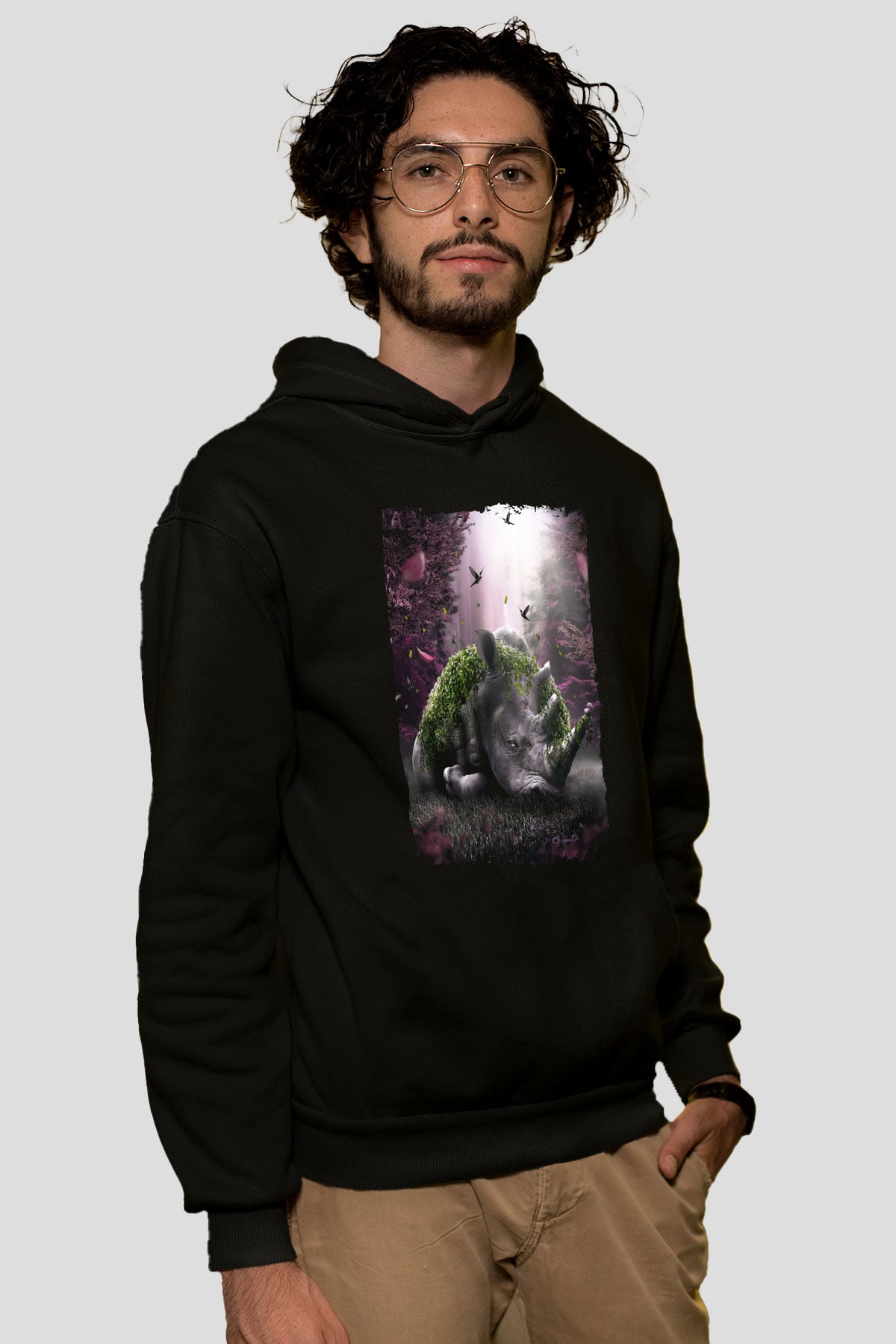Gergedan Siyah Unisex Hoodie