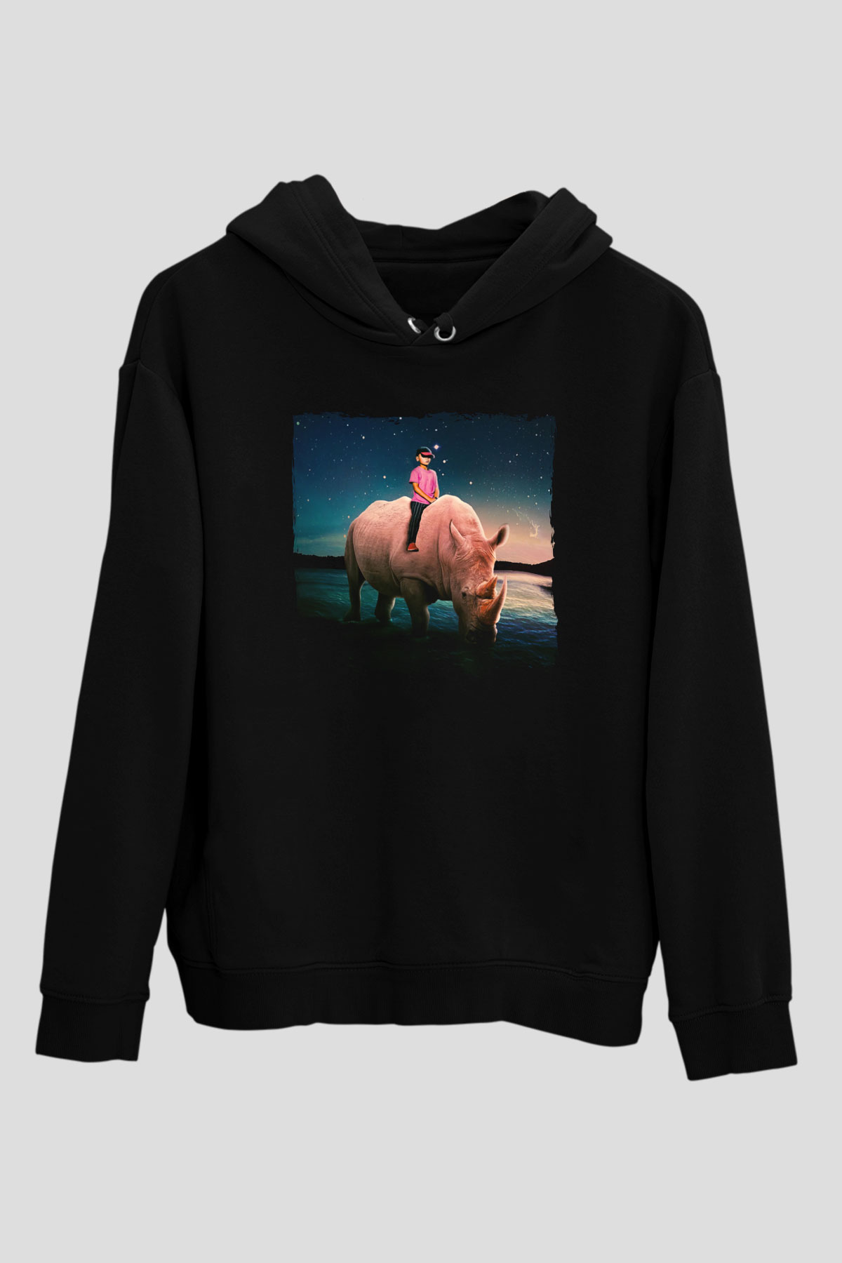 Gergedan Siyah Unisex Hoodie
