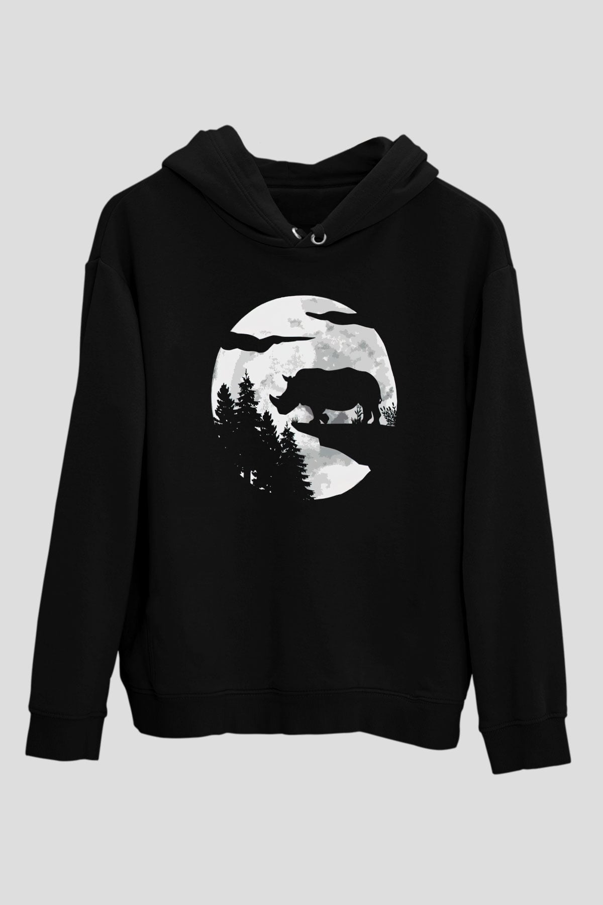 Gergedan Siyah Unisex Hoodie