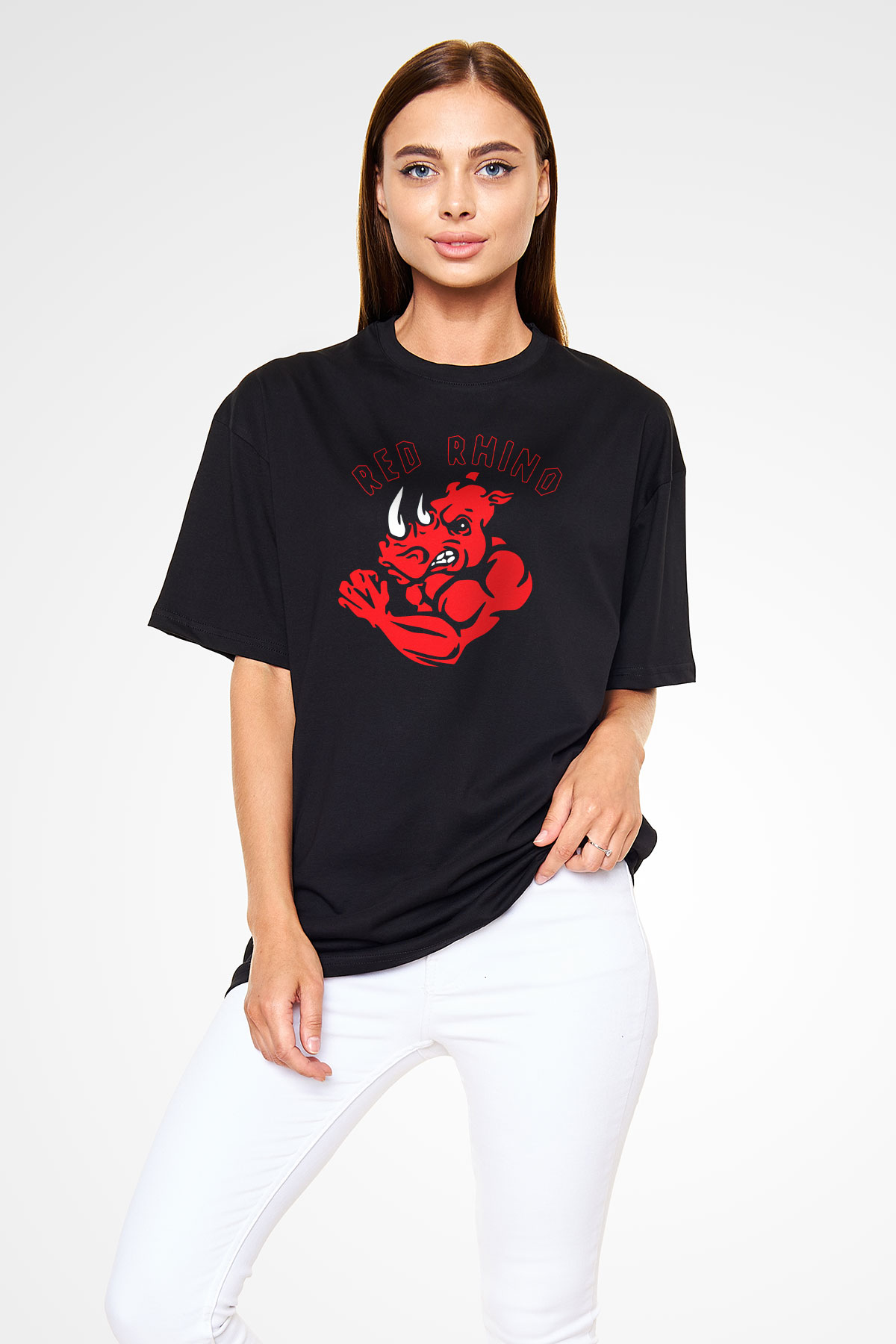 Gergedan Siyah Unisex Oversize Tişört T-Shirt
