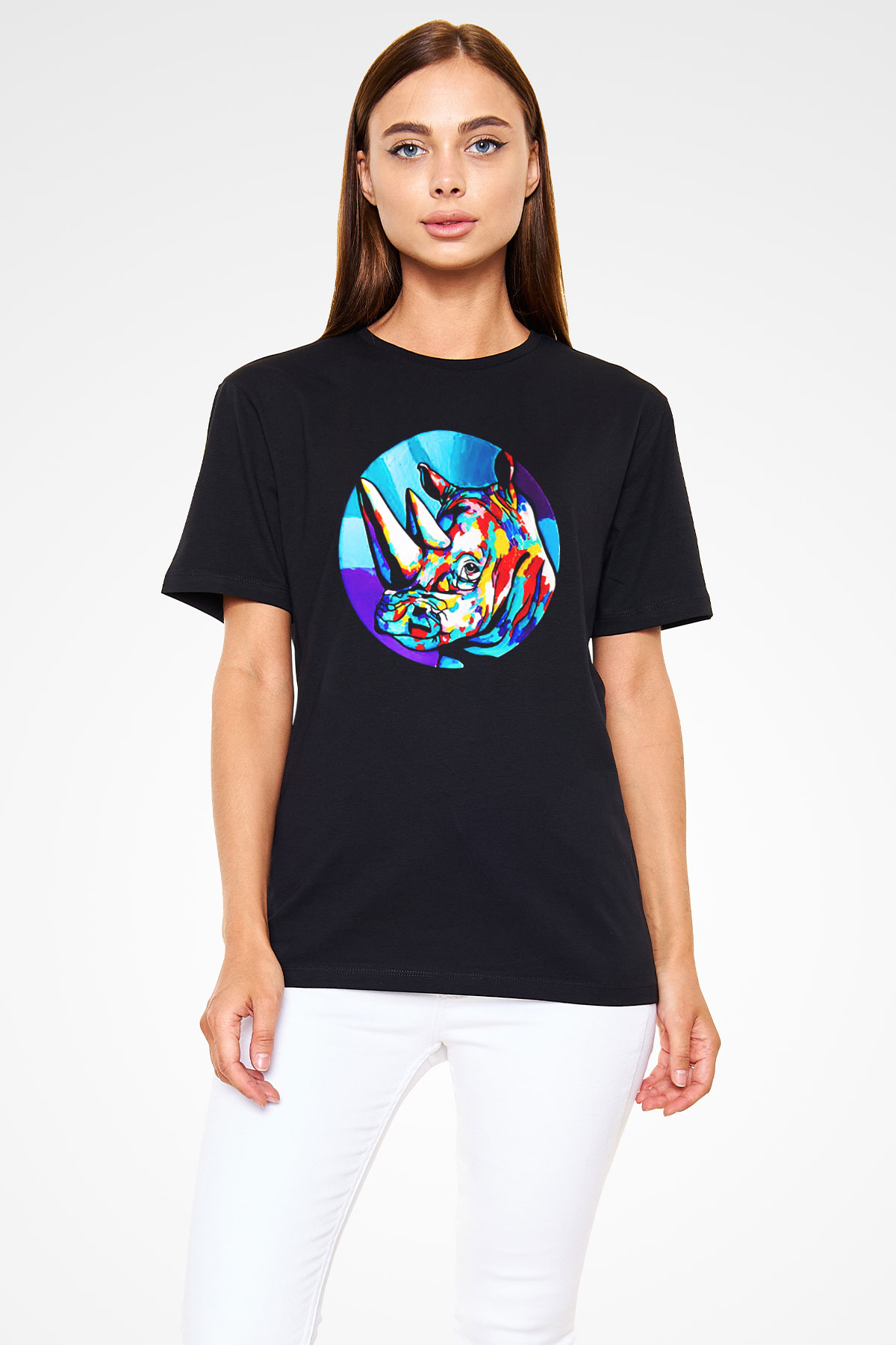 Gergedan Siyah Unisex Tişört T-Shirt - TişörtFabrikası