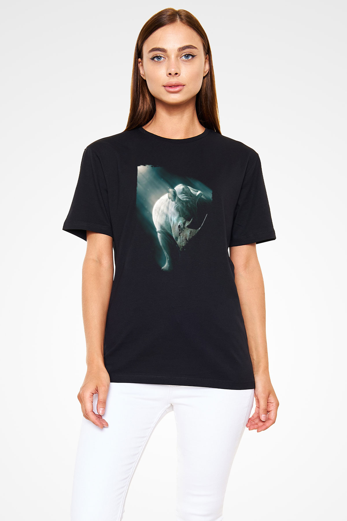 Gergedan Siyah Unisex Tişört T-Shirt - TişörtFabrikası
