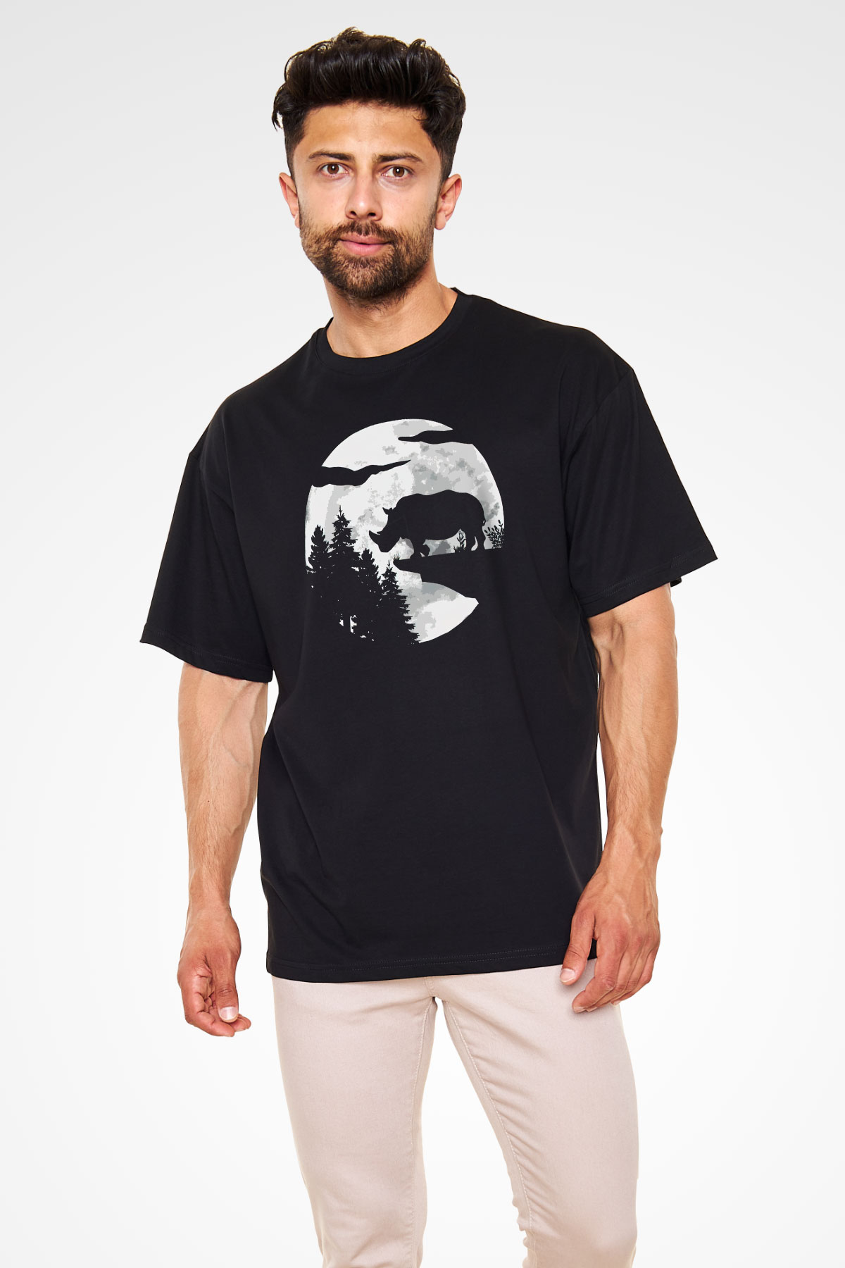 Gergedan Siyah Oversize Tişört Oversize T-shirt - TişörtFabrikası