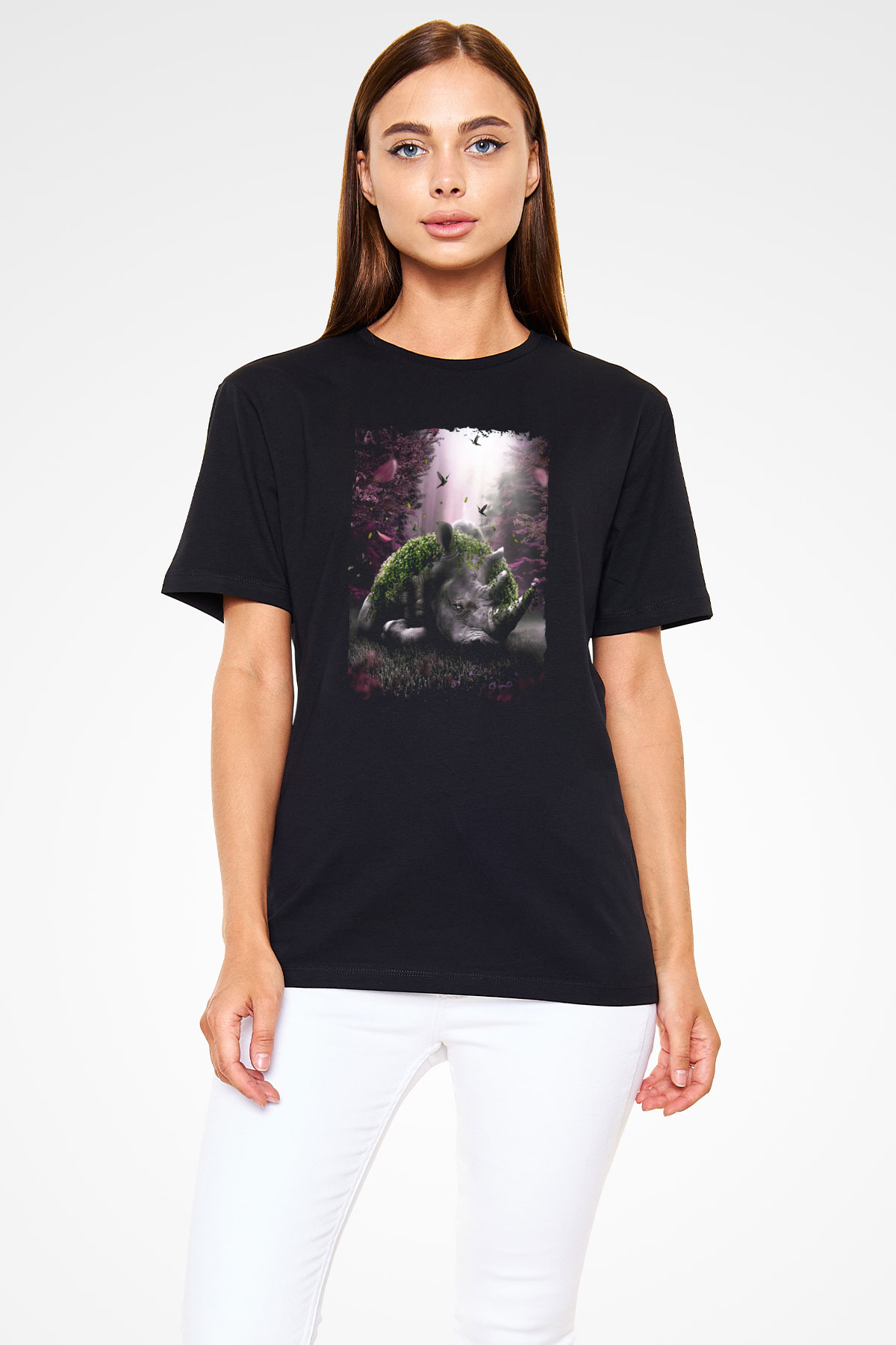 Gergedan Siyah Unisex Tişört T-Shirt - TişörtFabrikası