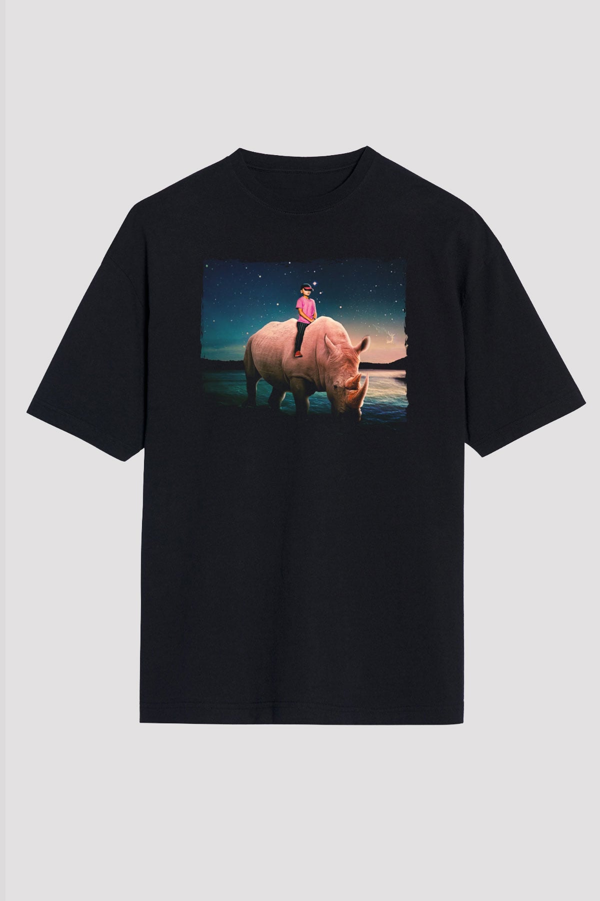 Gergedan Siyah Oversize Tişört Oversize T-shirt - TişörtFabrikası