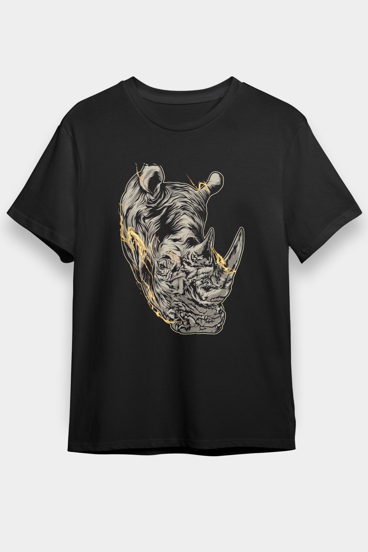 Gergedan Siyah Unisex Tişört T-Shirt - TişörtFabrikası